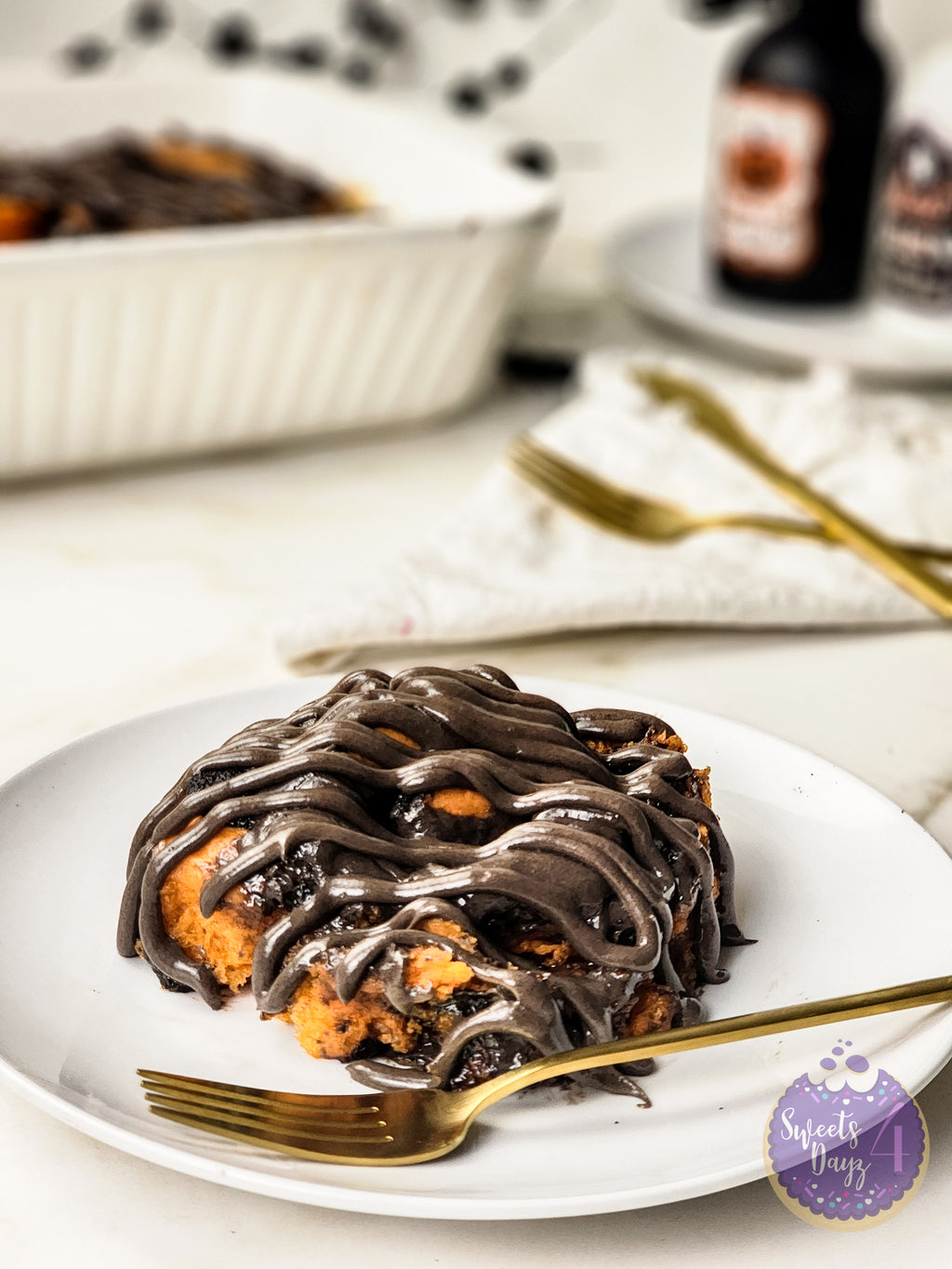 Halloween Cinnamon Rolls on Gold Marble