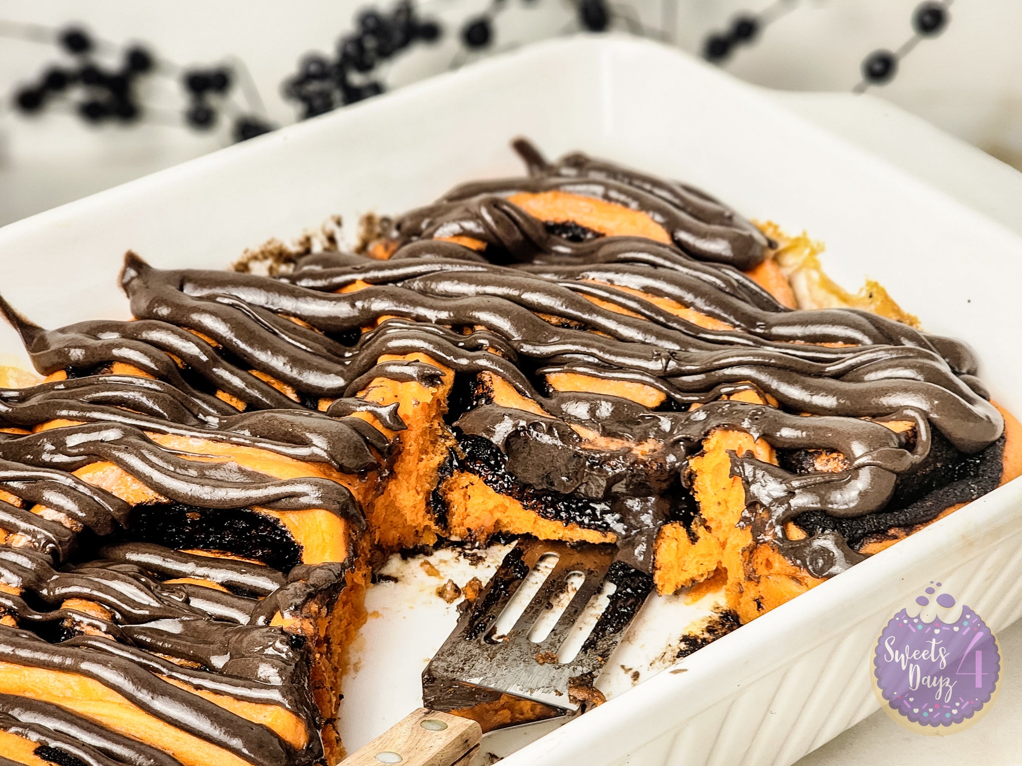 Halloween Cinnamon Rolls on Gold Marble