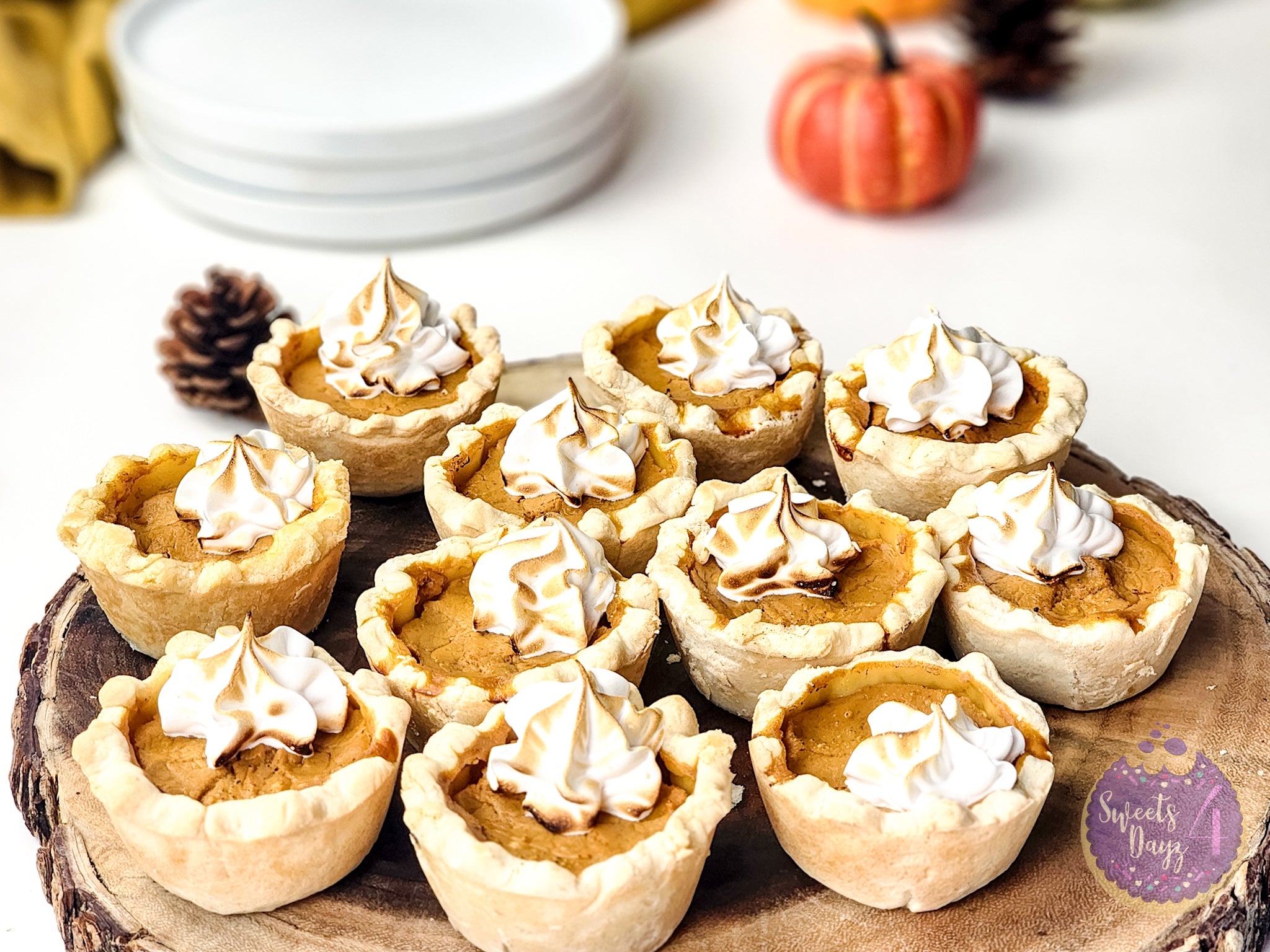 Mini Pumpkin Pies on White