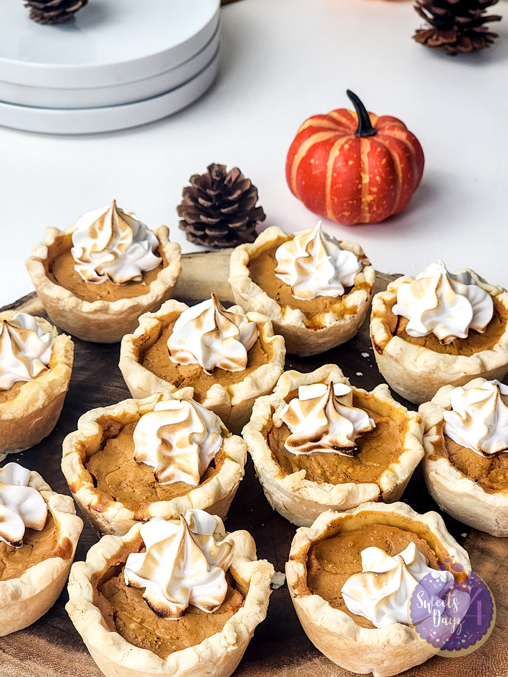 Mini Pumpkin Pies on White