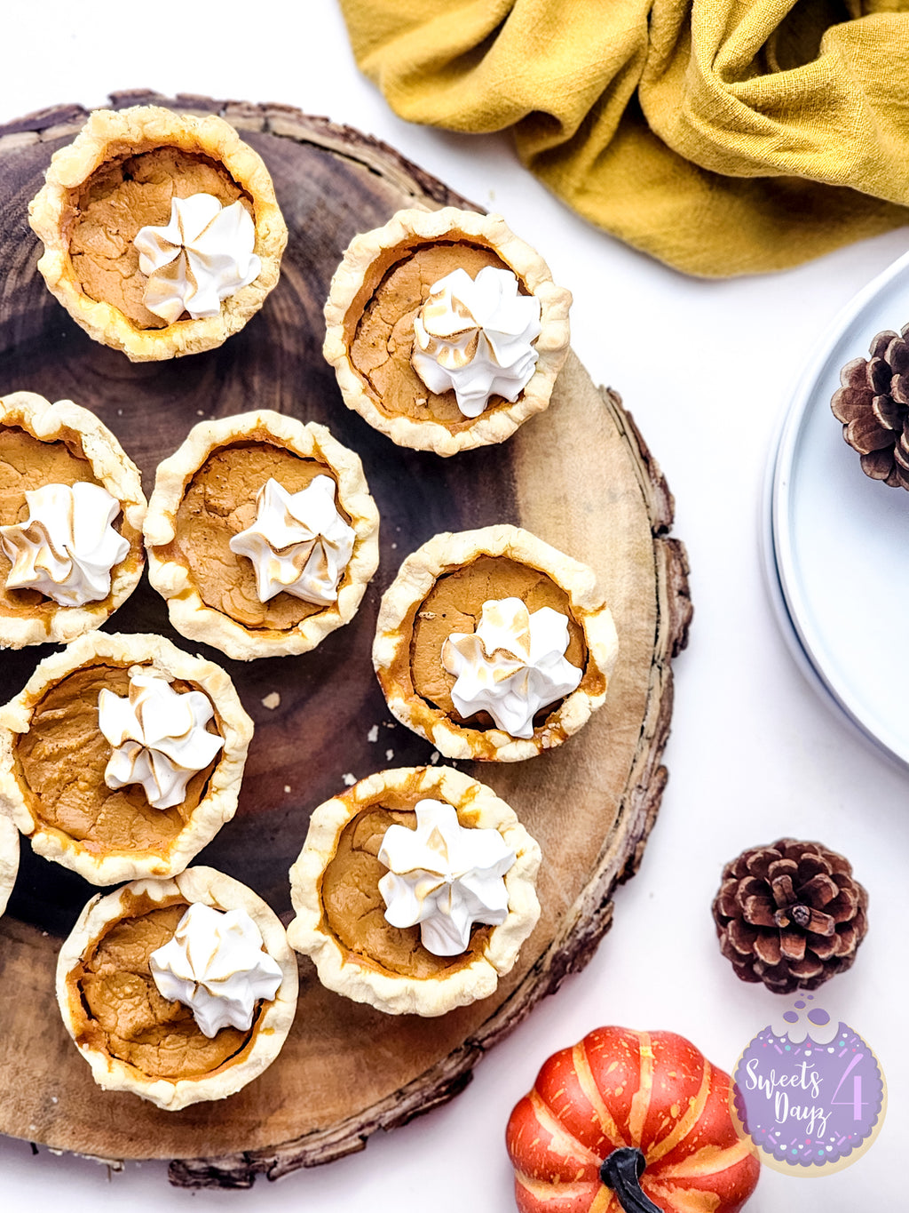 Mini Pumpkin Pies on White