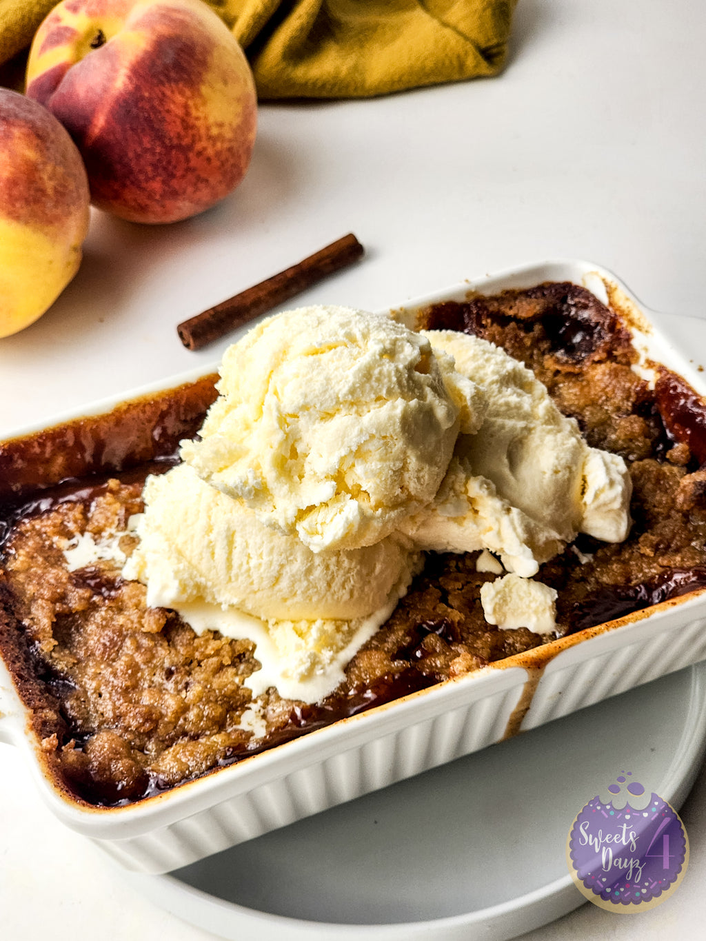Peach Cobbler For One on White