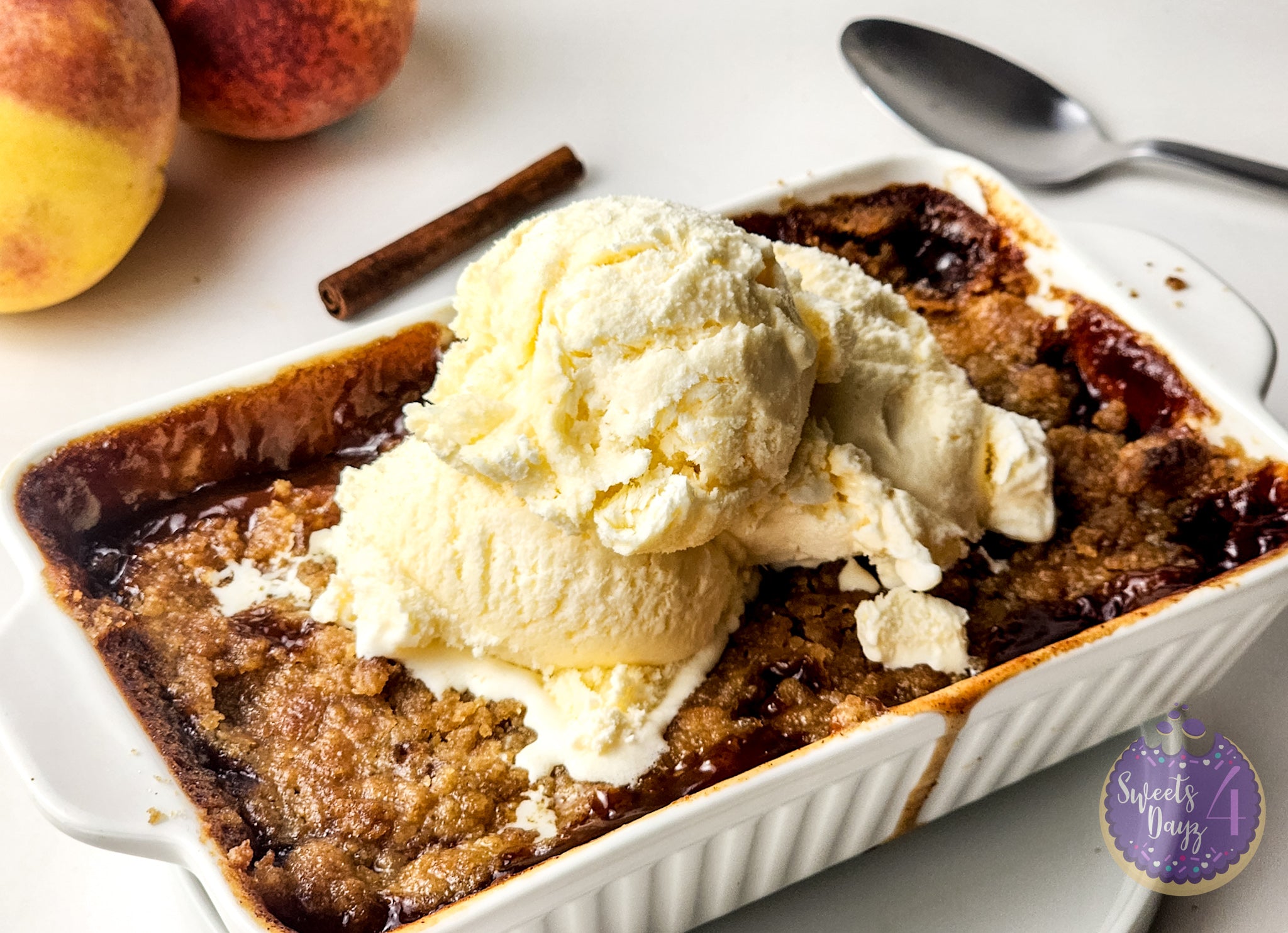 Peach Cobbler For One on White