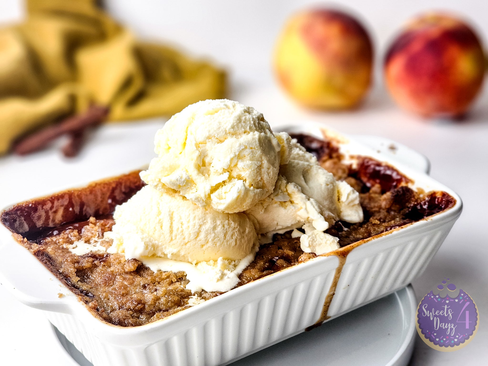 Peach Cobbler For One on White