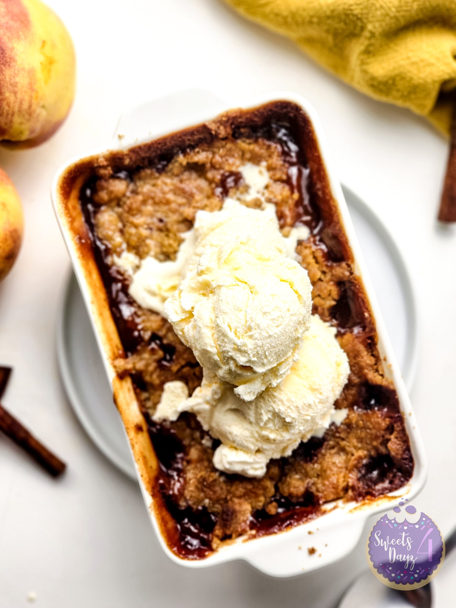 Peach Cobbler For One on White