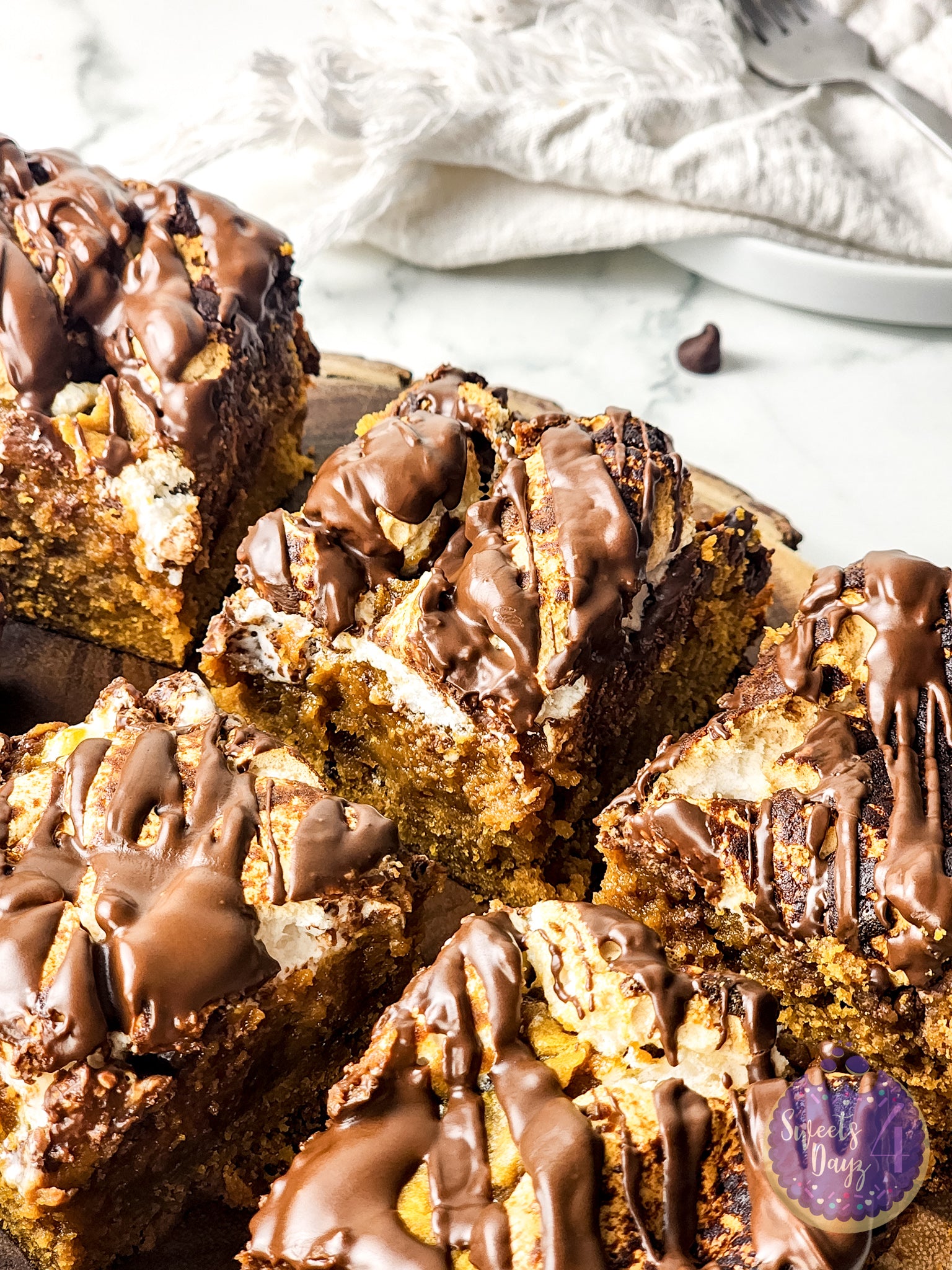 Pumpkin S'mores Bars on Marble