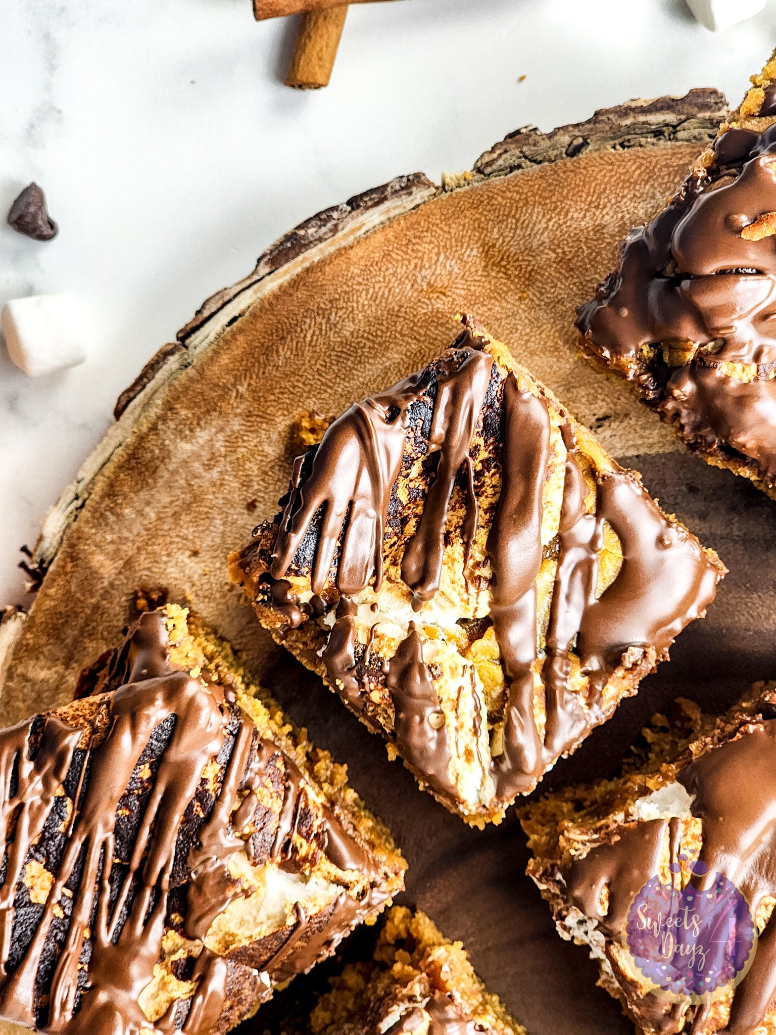 Pumpkin S'mores Bars on Marble