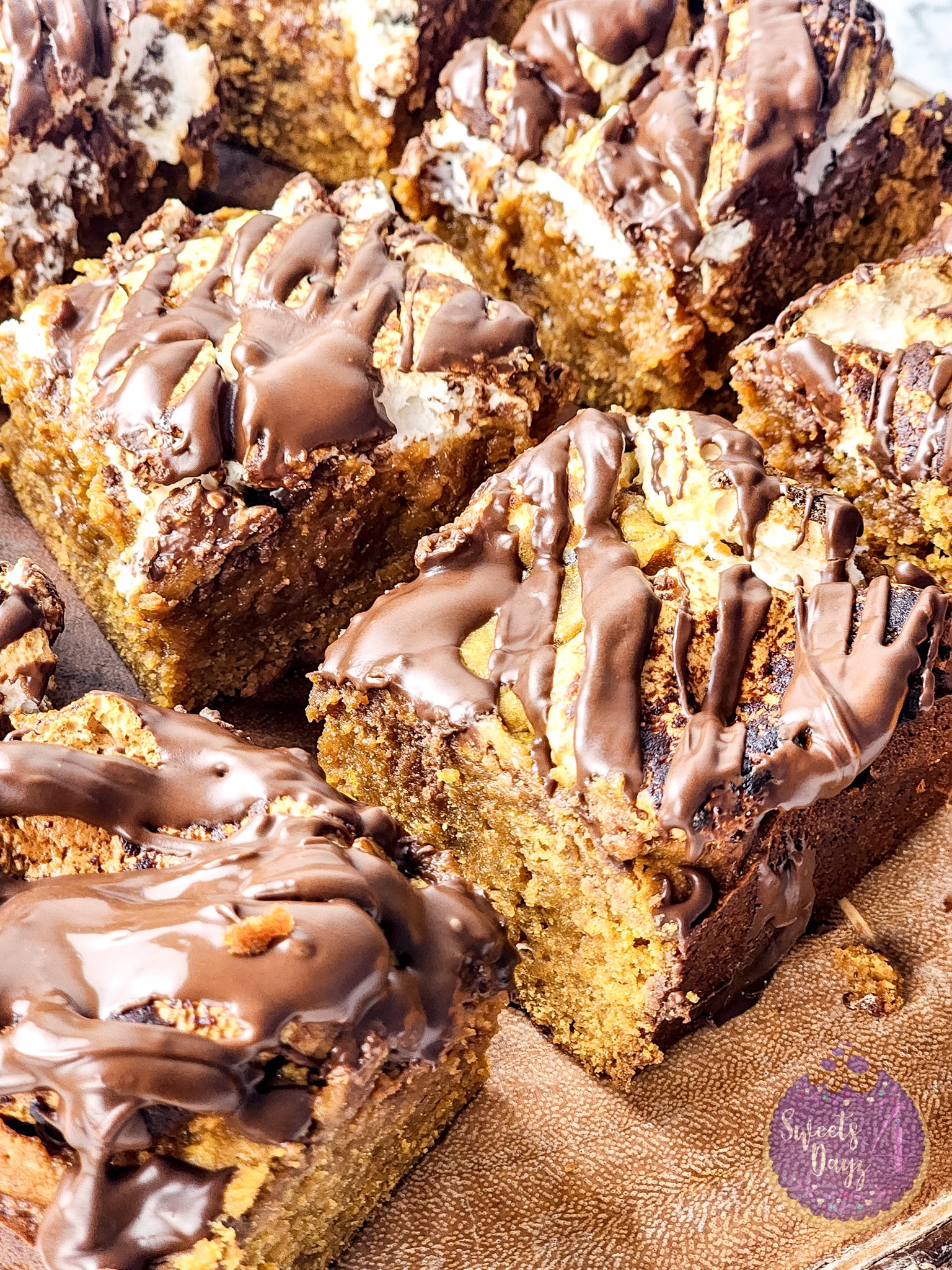 Pumpkin S'mores Bars on Marble