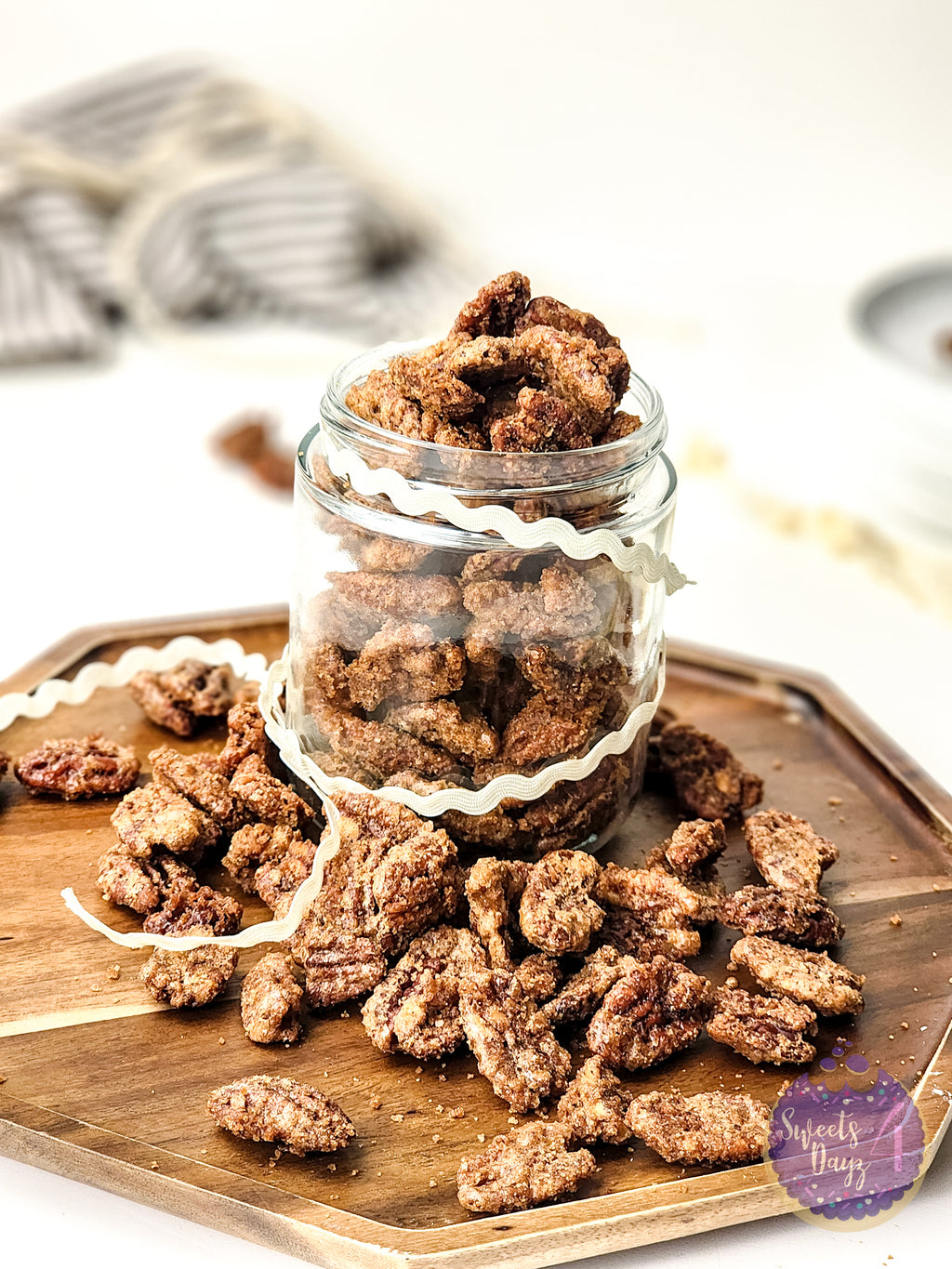 Candied Pecans on White