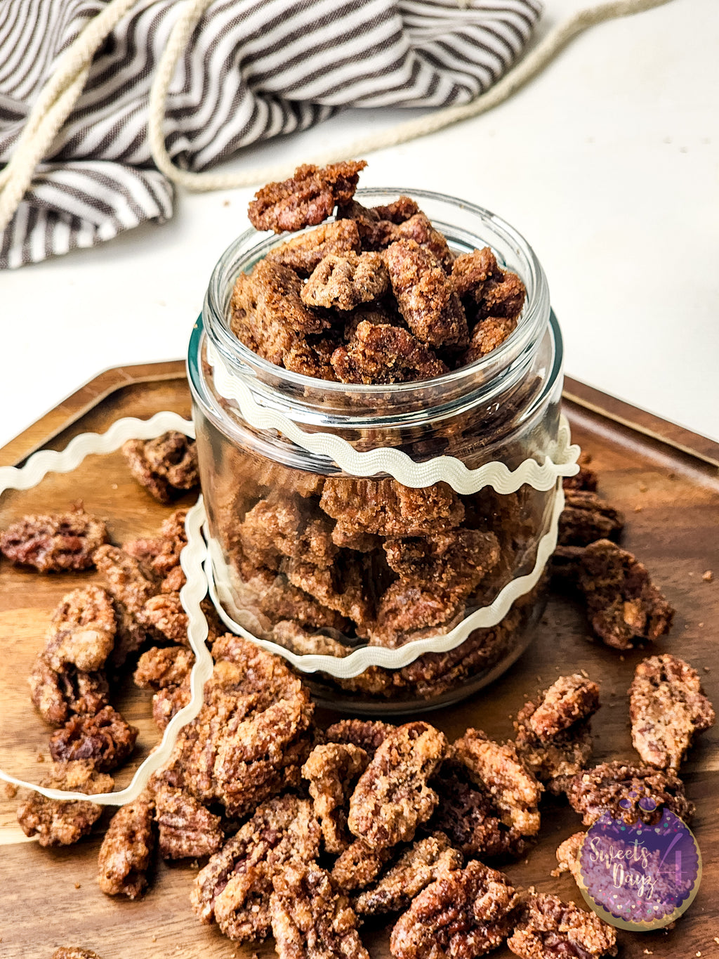 Candied Pecans on White