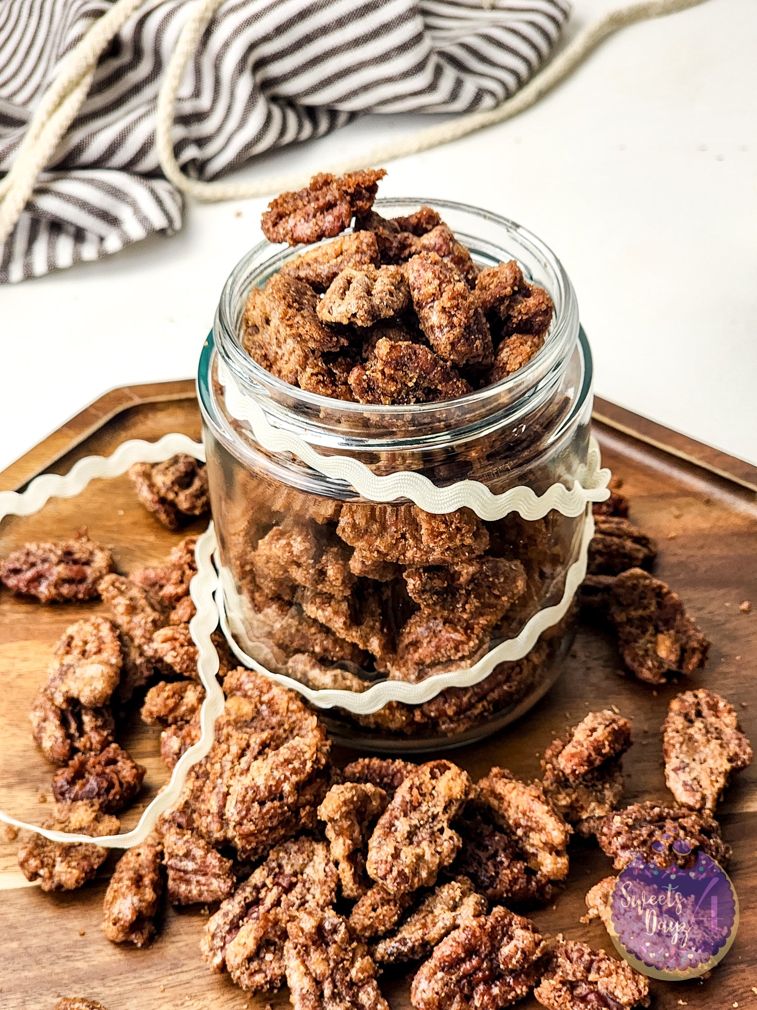 Candied Pecans on White
