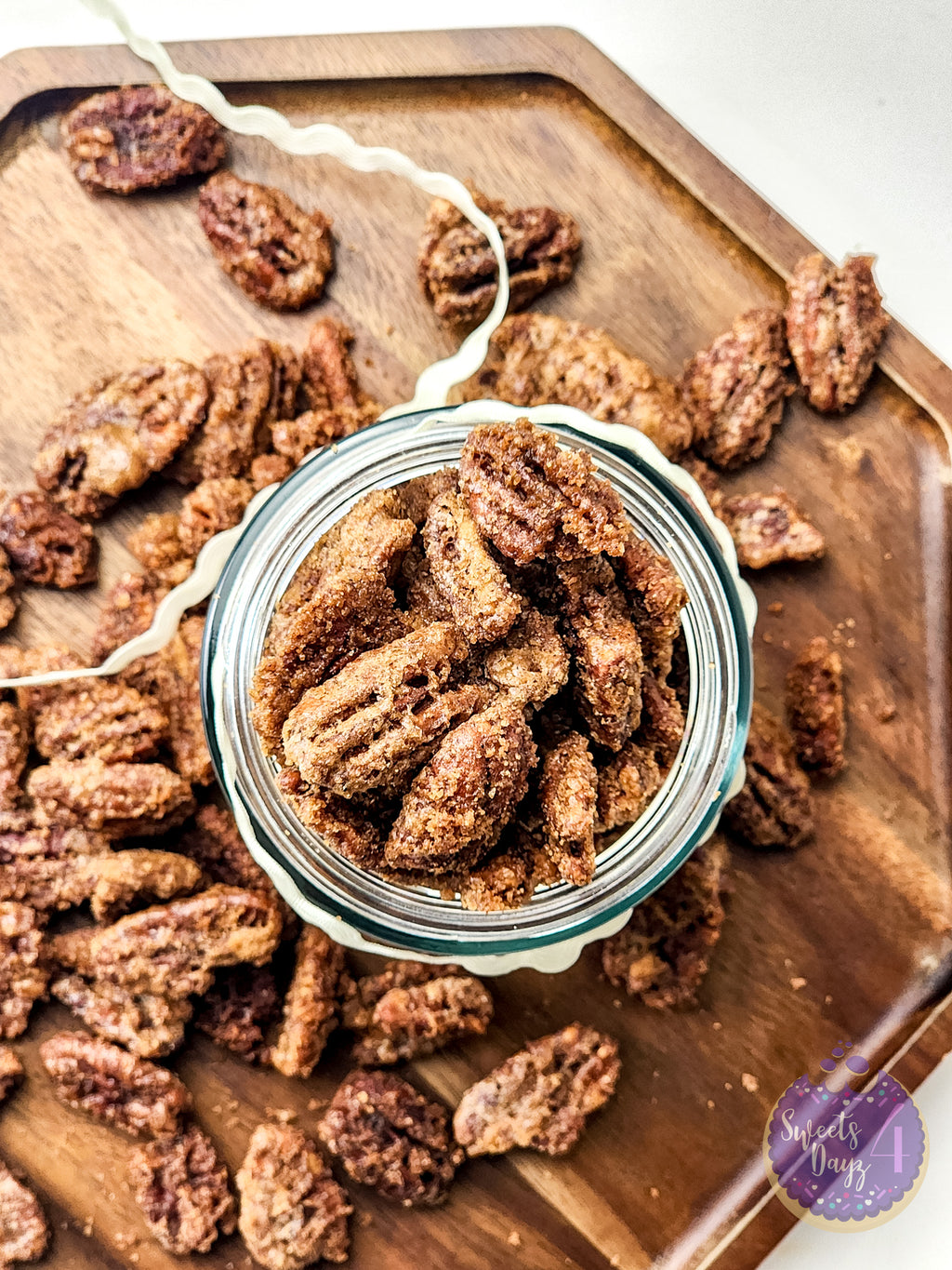 Candied Pecans on White