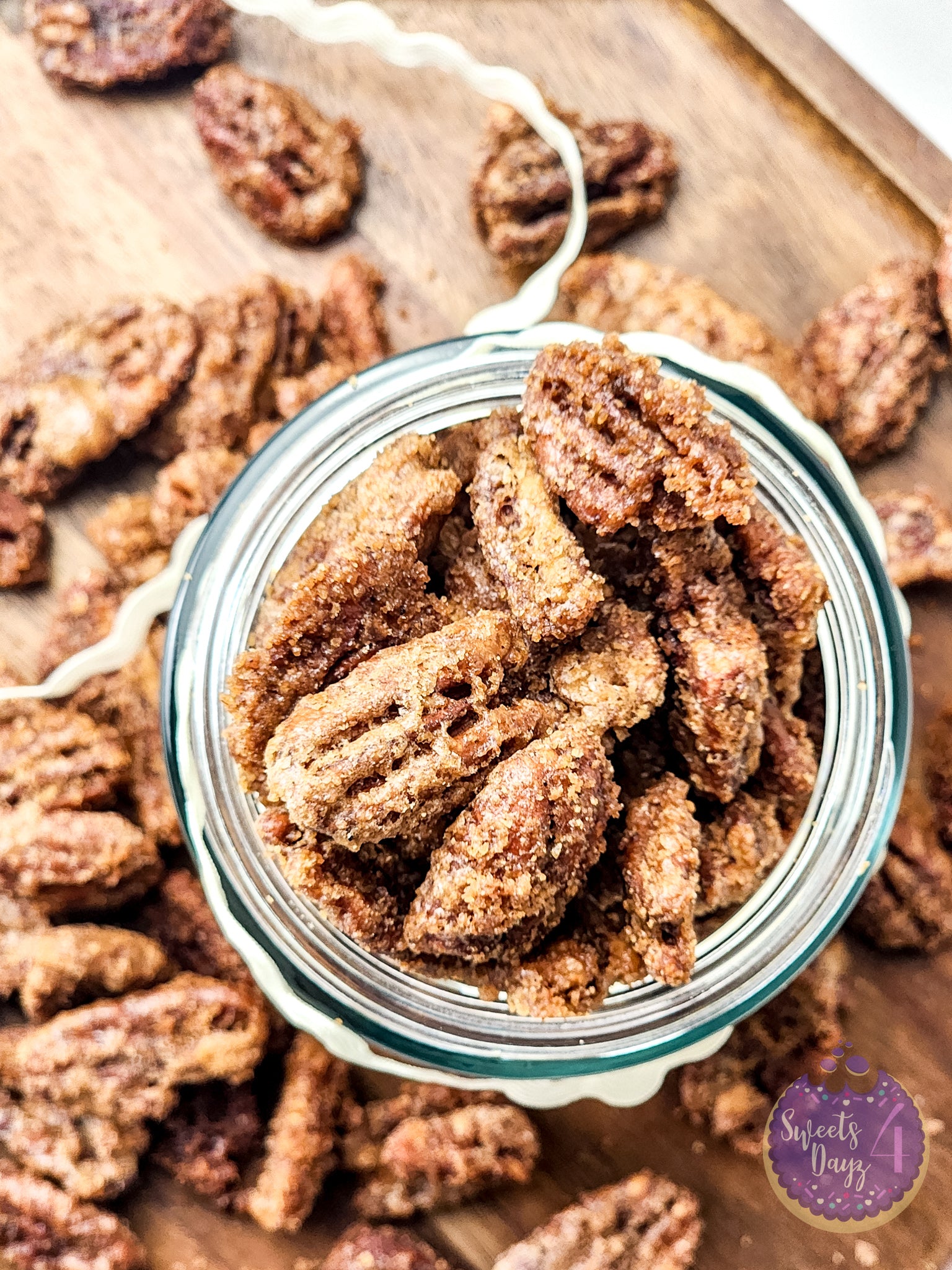 Candied Pecans on White