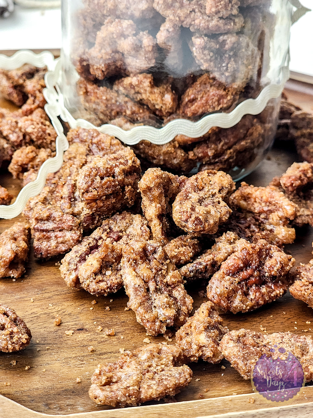 Candied Pecans on White