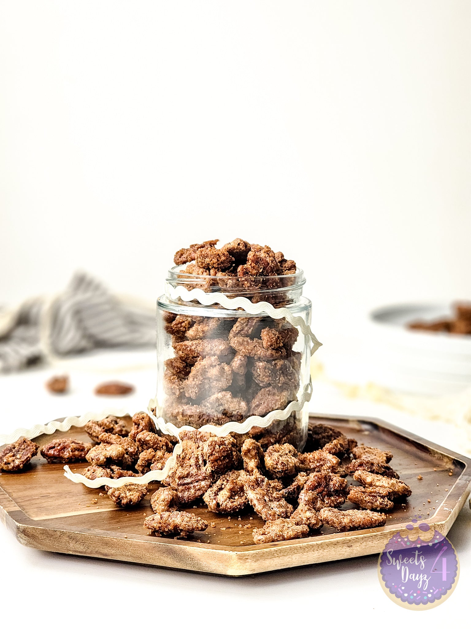 Candied Pecans on White