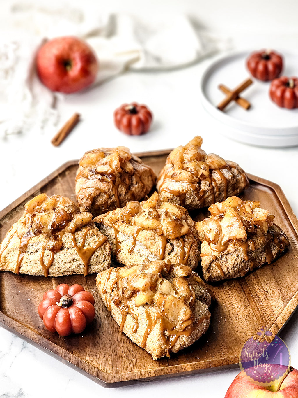 Caramel Apple Scones on Marble