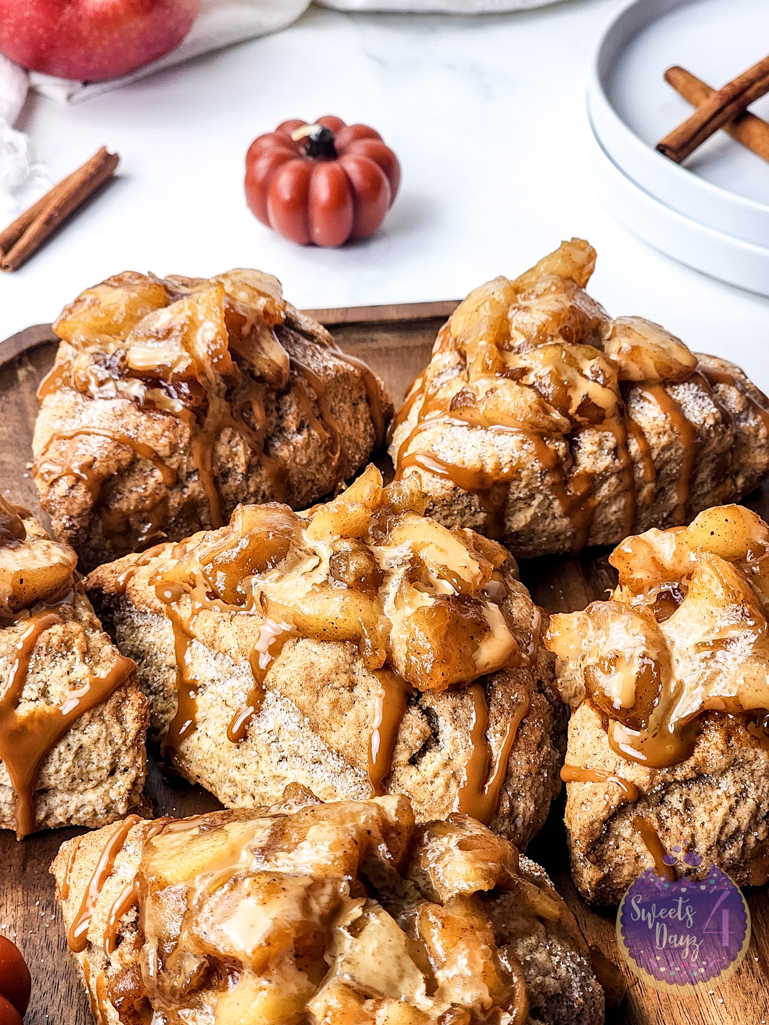 Caramel Apple Scones on Marble