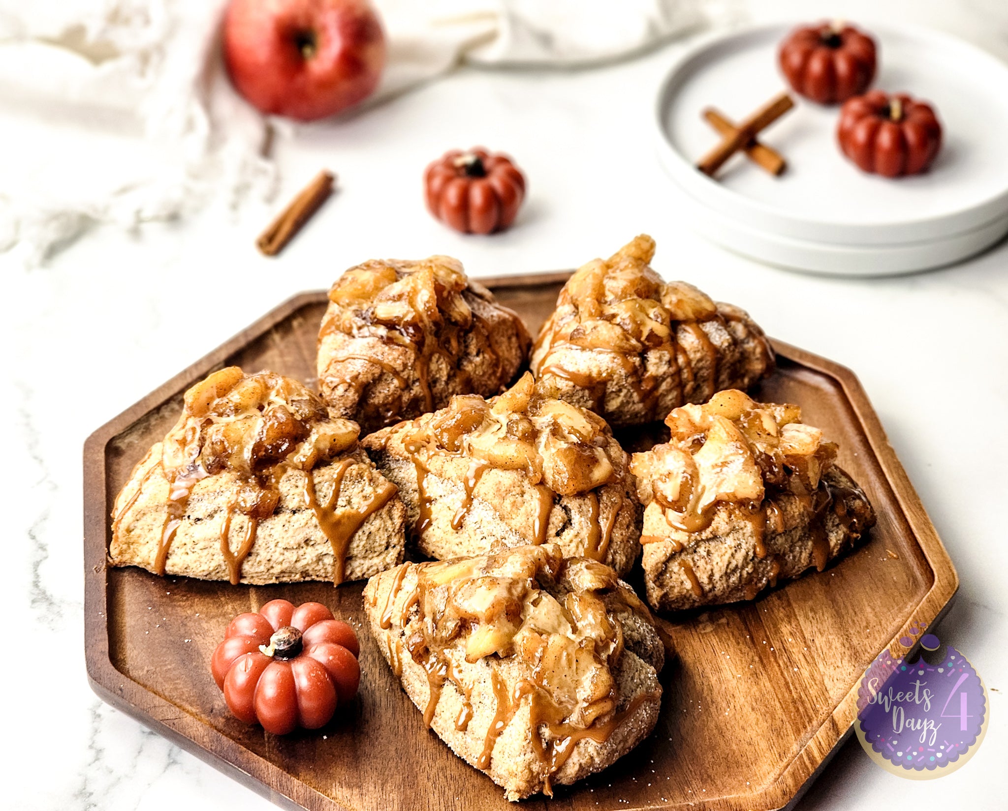 Caramel Apple Scones on Marble