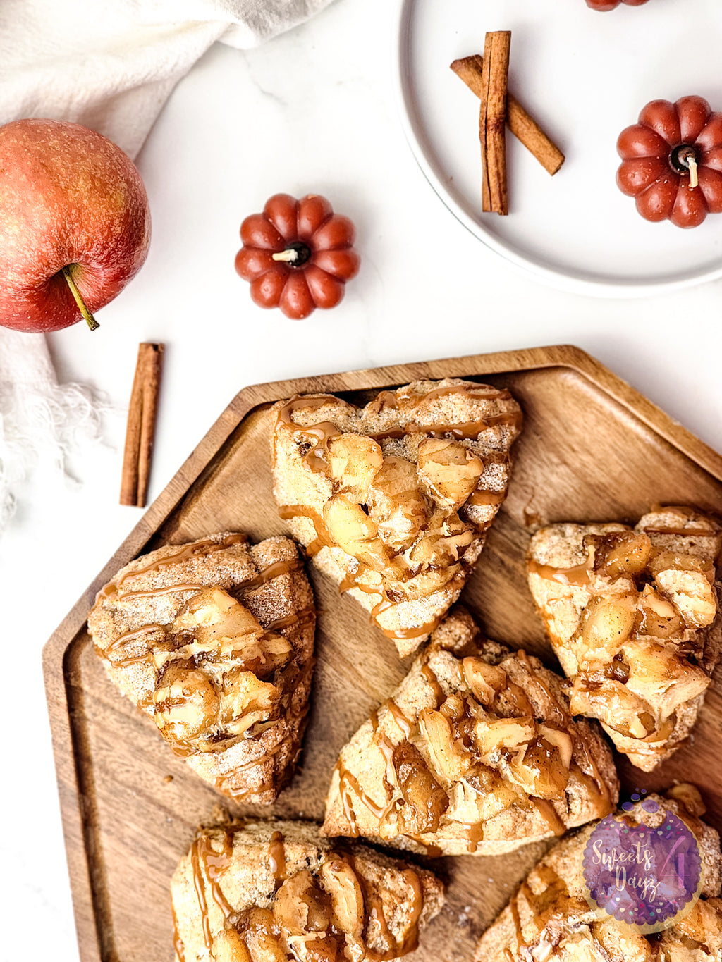 Caramel Apple Scones on Marble