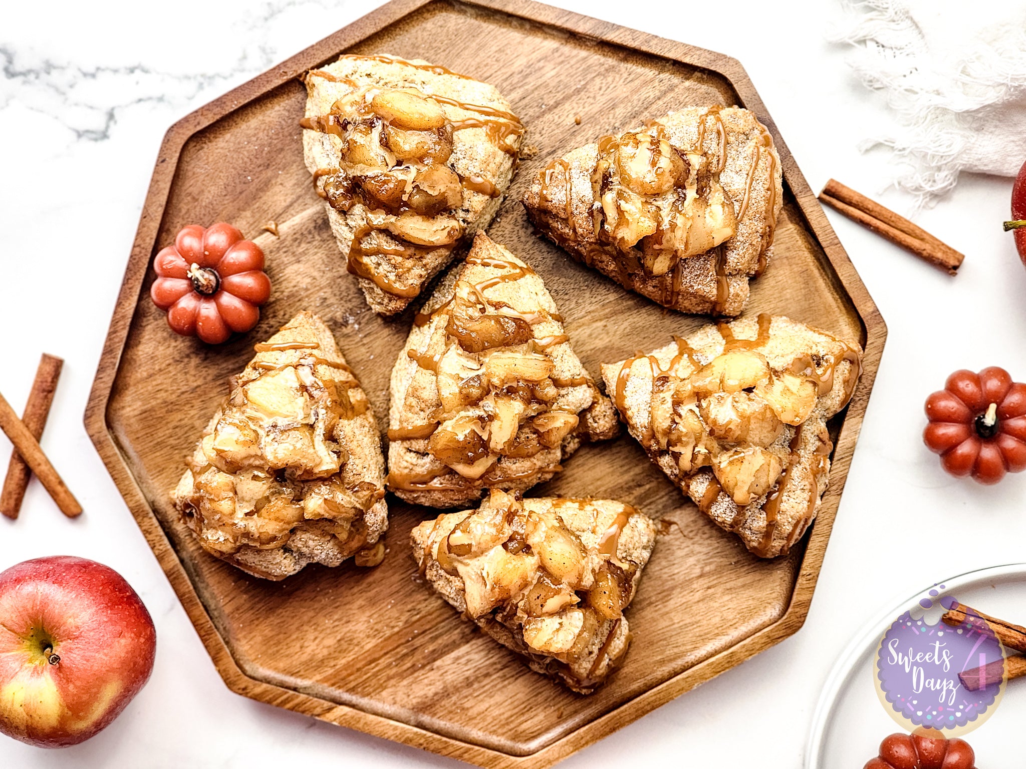 Caramel Apple Scones on Marble