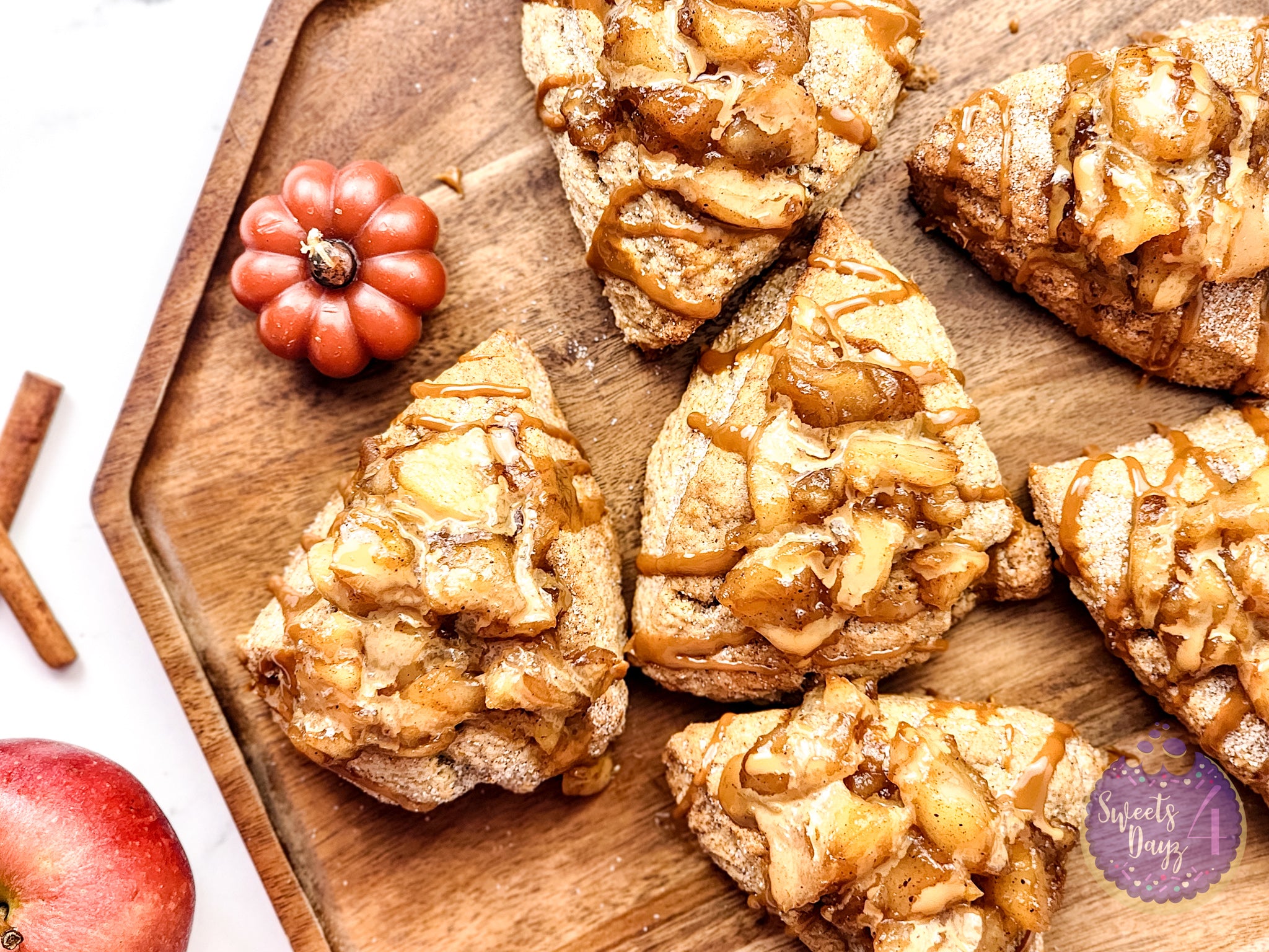 Caramel Apple Scones on Marble