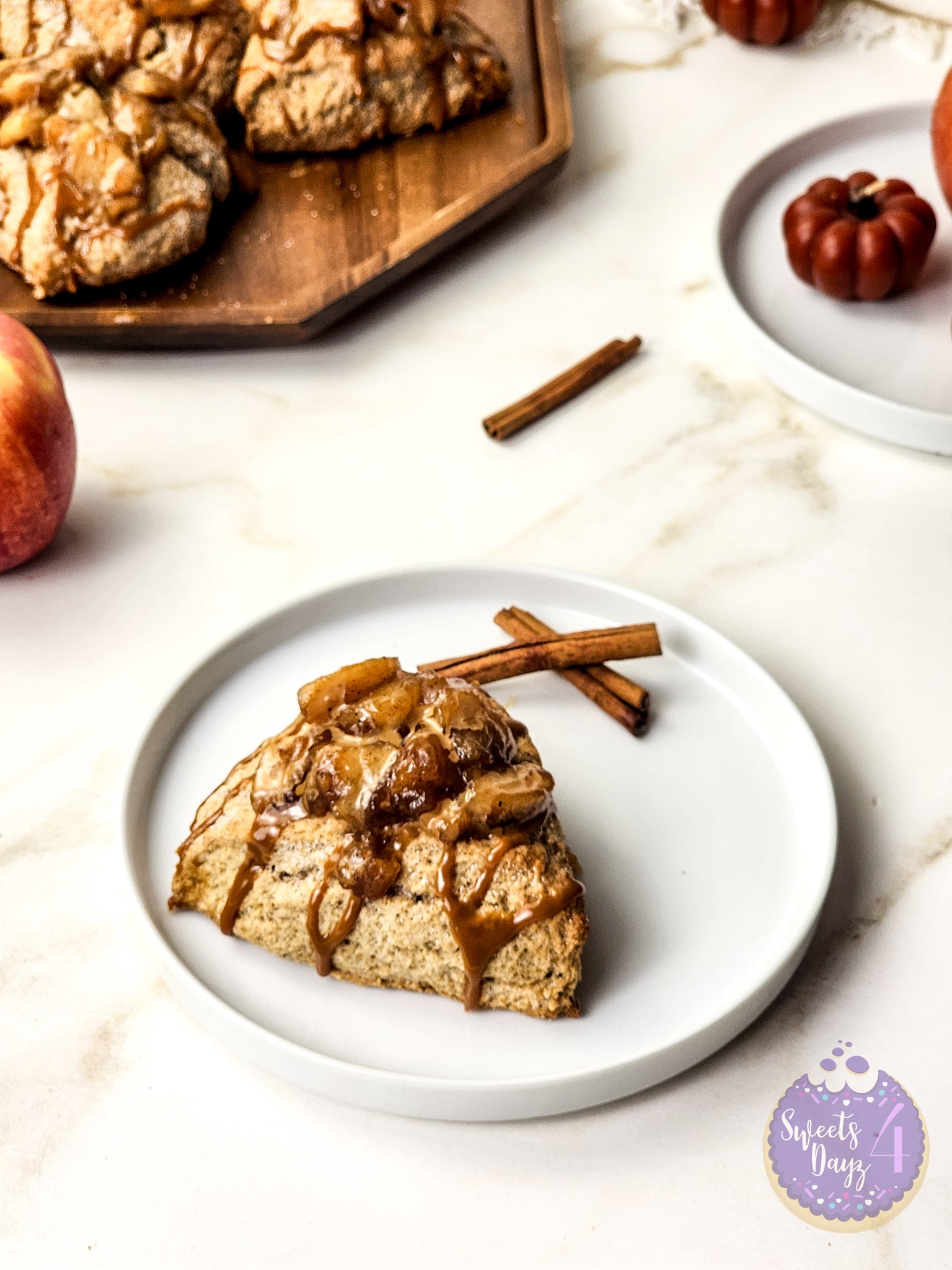 Caramel Apple Scones on Gold Marble