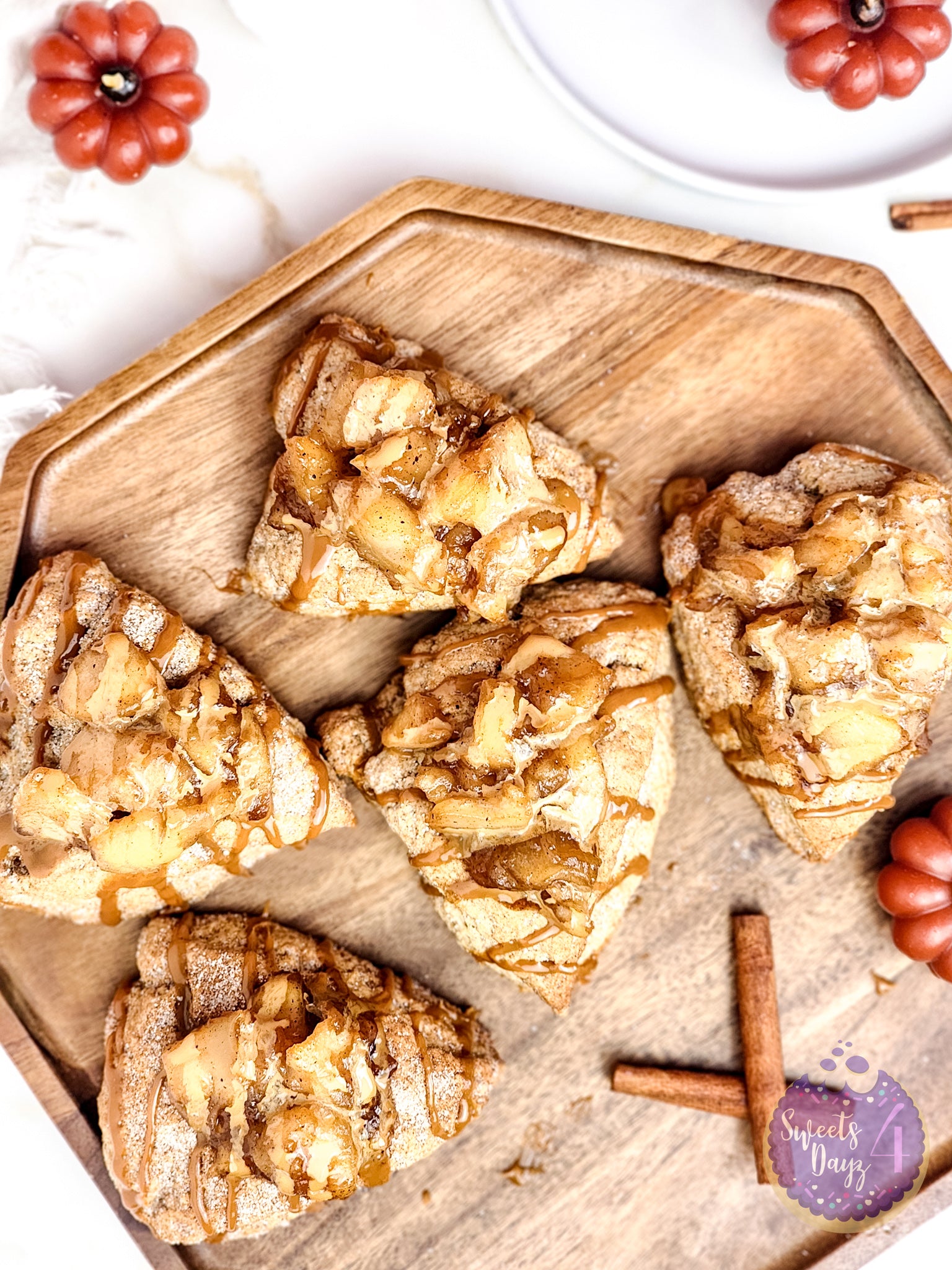 Caramel Apple Scones on Gold Marble