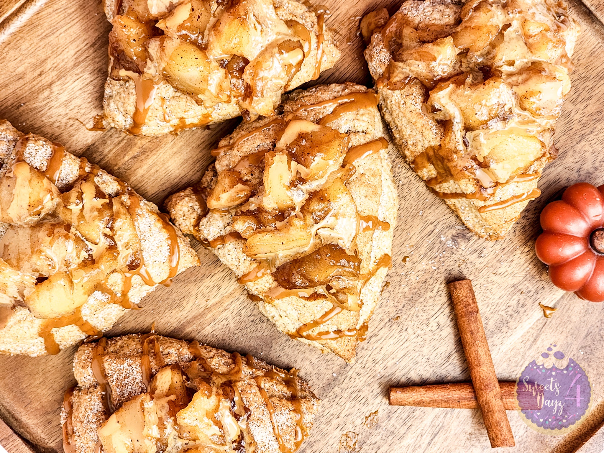 Caramel Apple Scones on Gold Marble