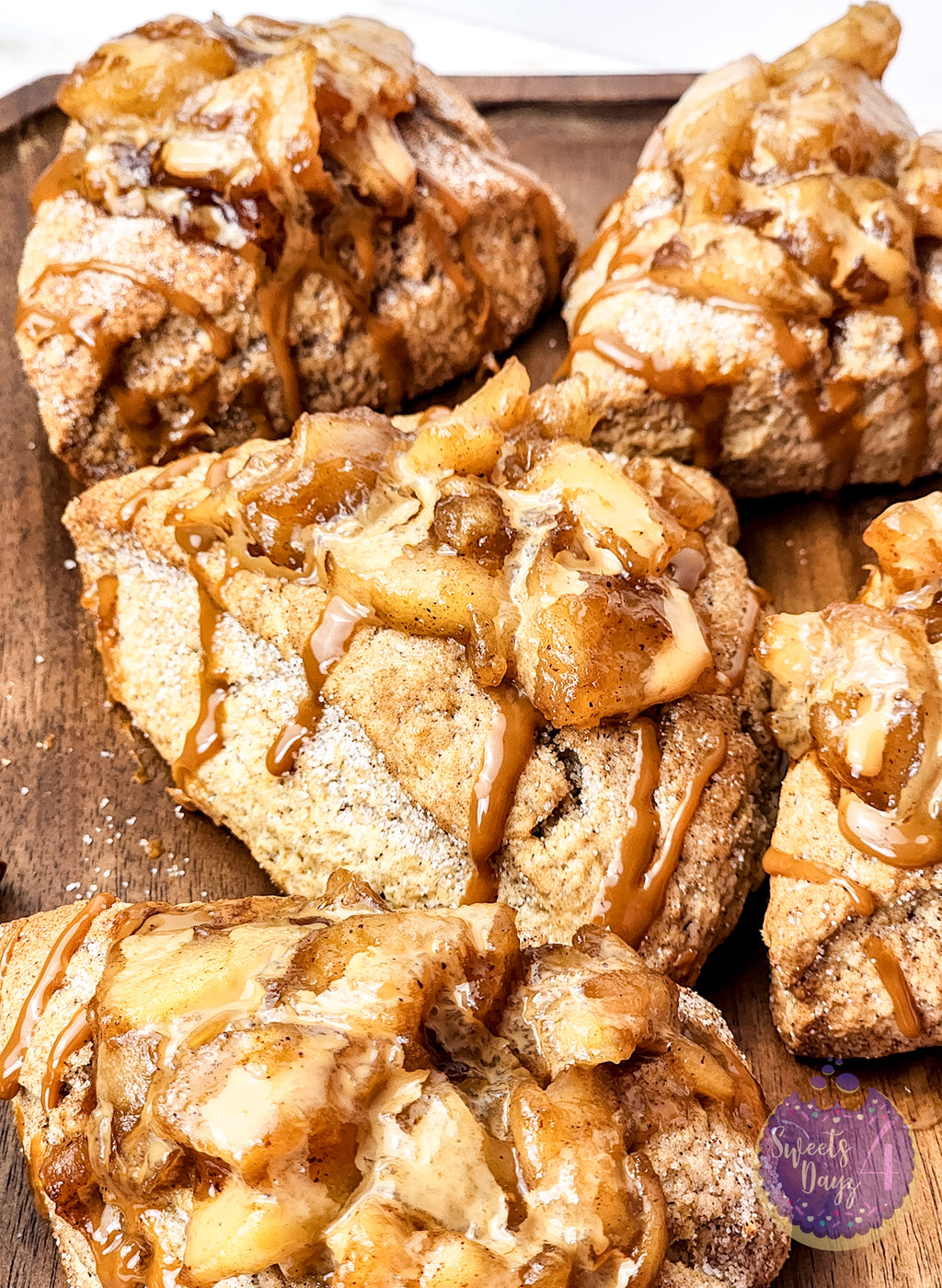 Caramel Apple Scones on Gold Marble
