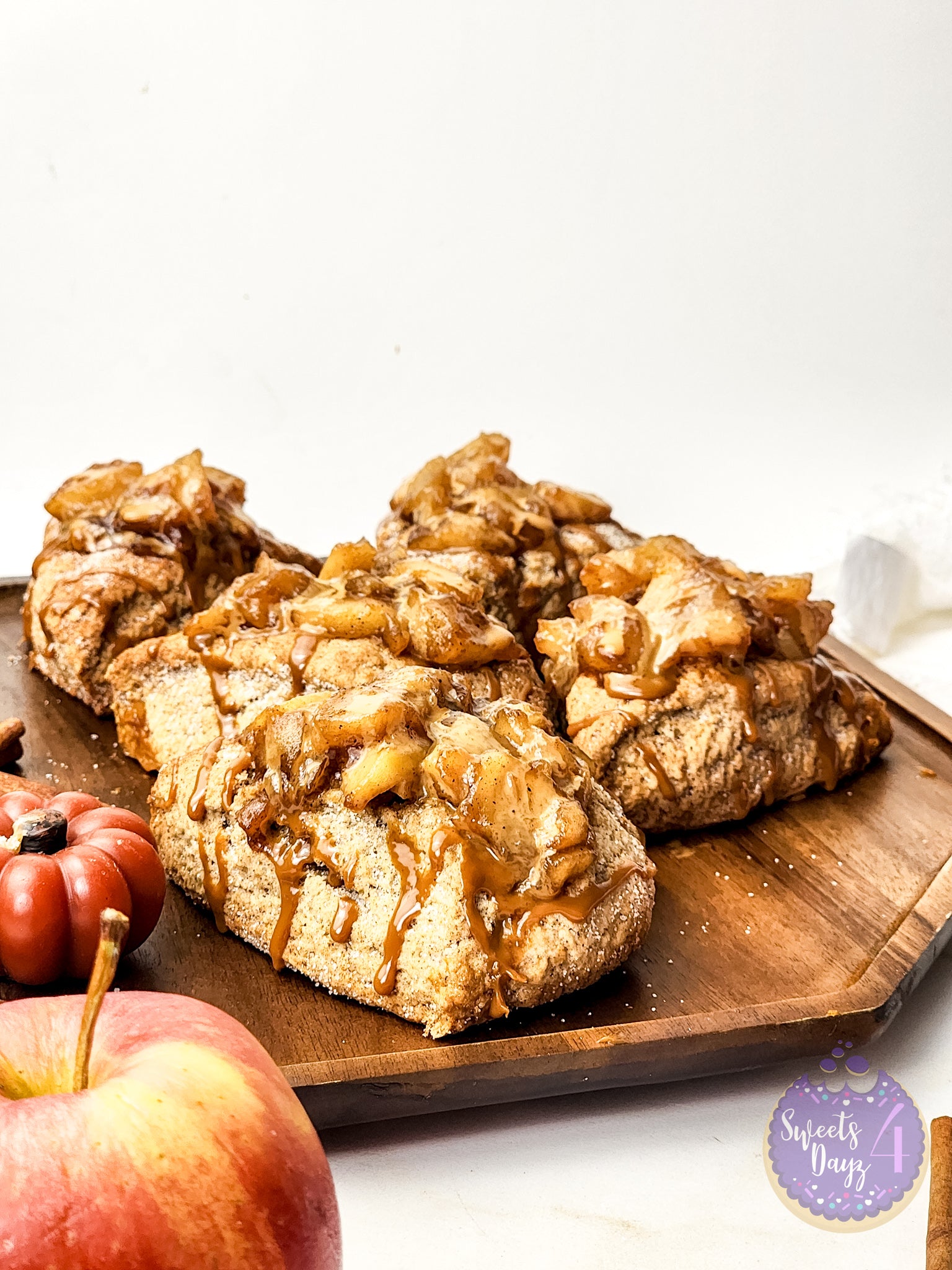 Caramel Apple Scones on Gold Marble