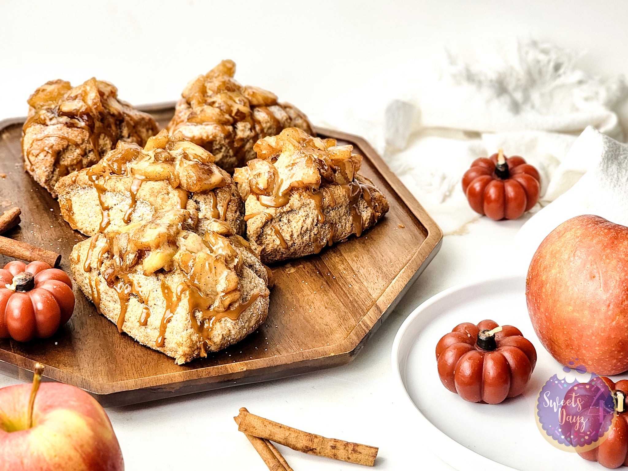 Caramel Apple Scones on Gold Marble