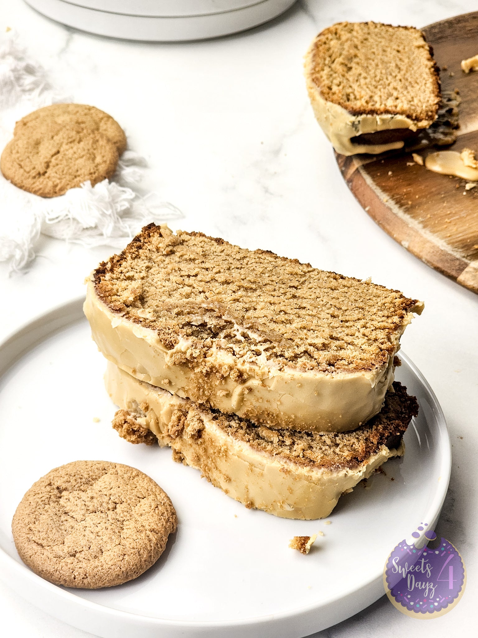 Glazed Gingerbread Pound Cake on Marble