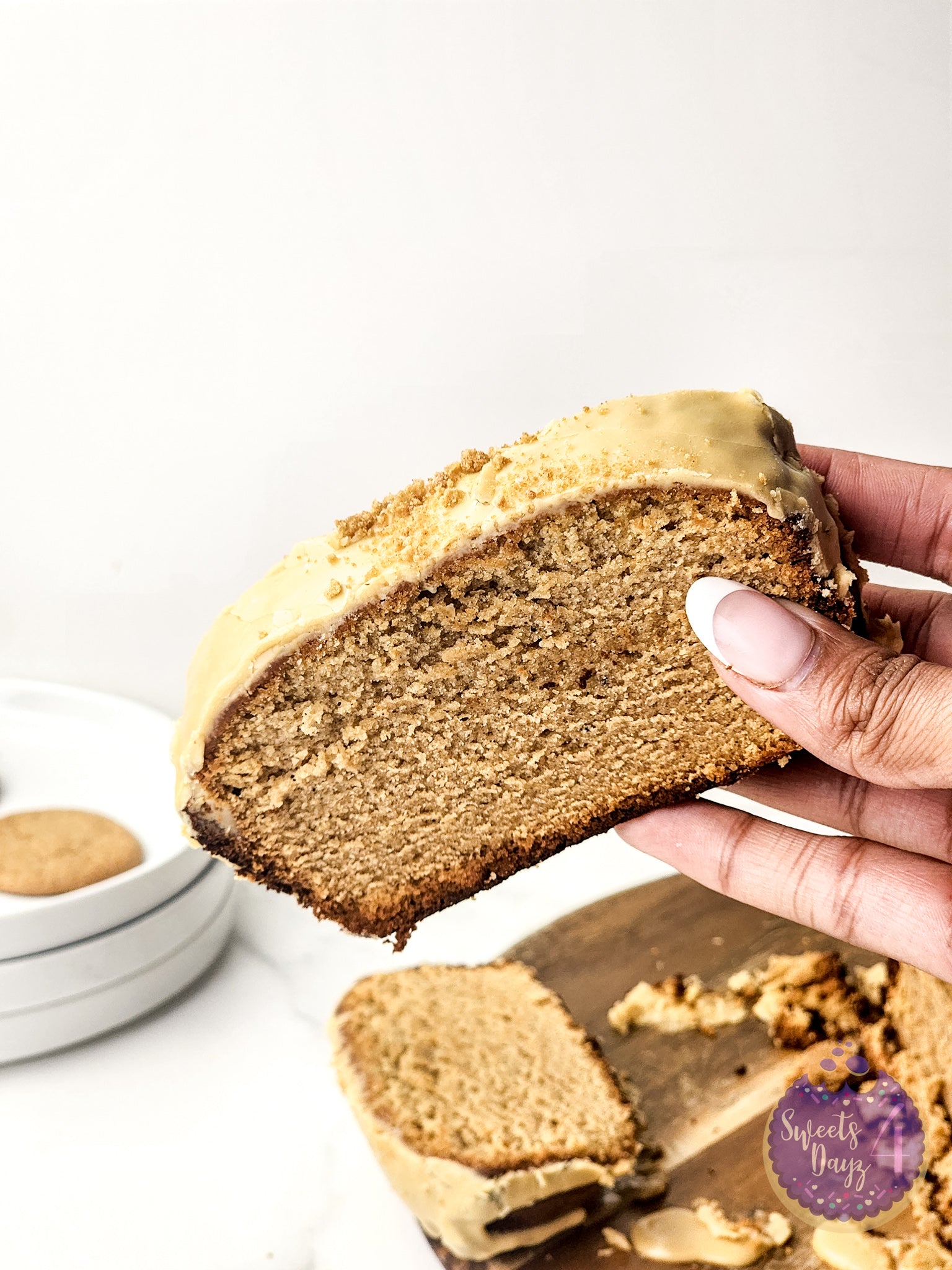 Glazed Gingerbread Pound Cake on Marble