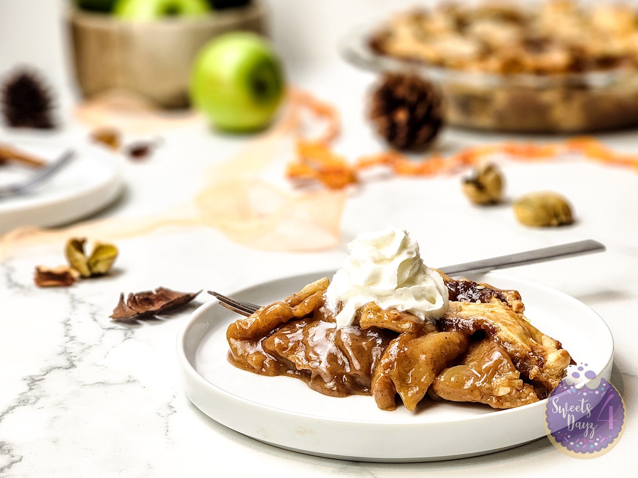 Salted Caramel Apple Pie on Marble