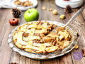 Salted Caramel Apple Pie on Brown Wood