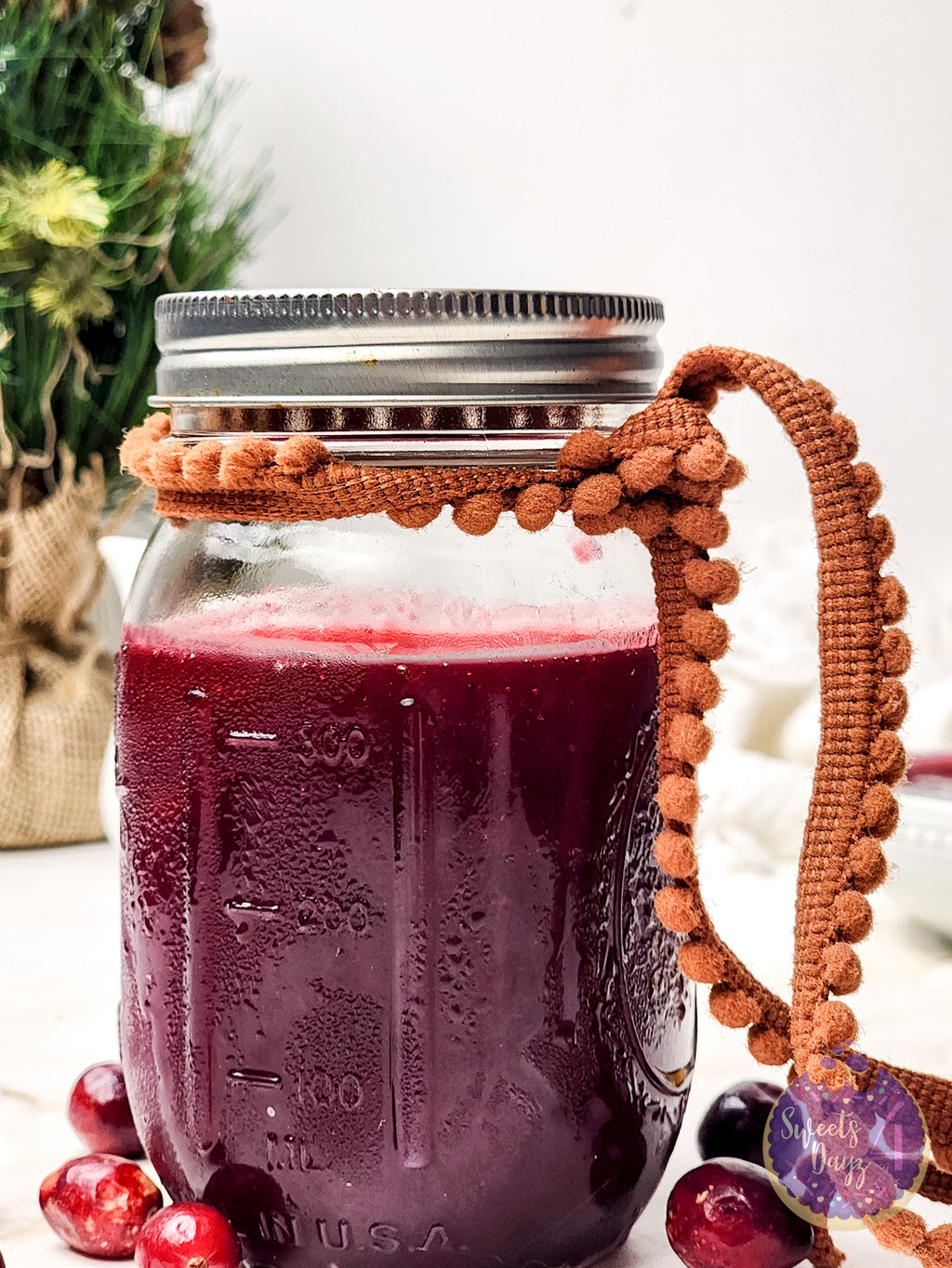 Homemade Cranberry Sauce on Gold Marble