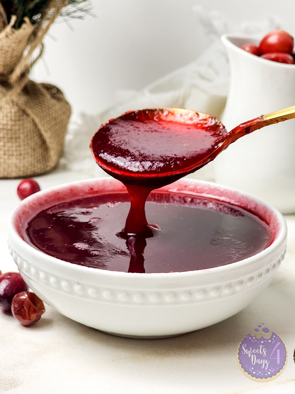 Homemade Cranberry Sauce on Marble