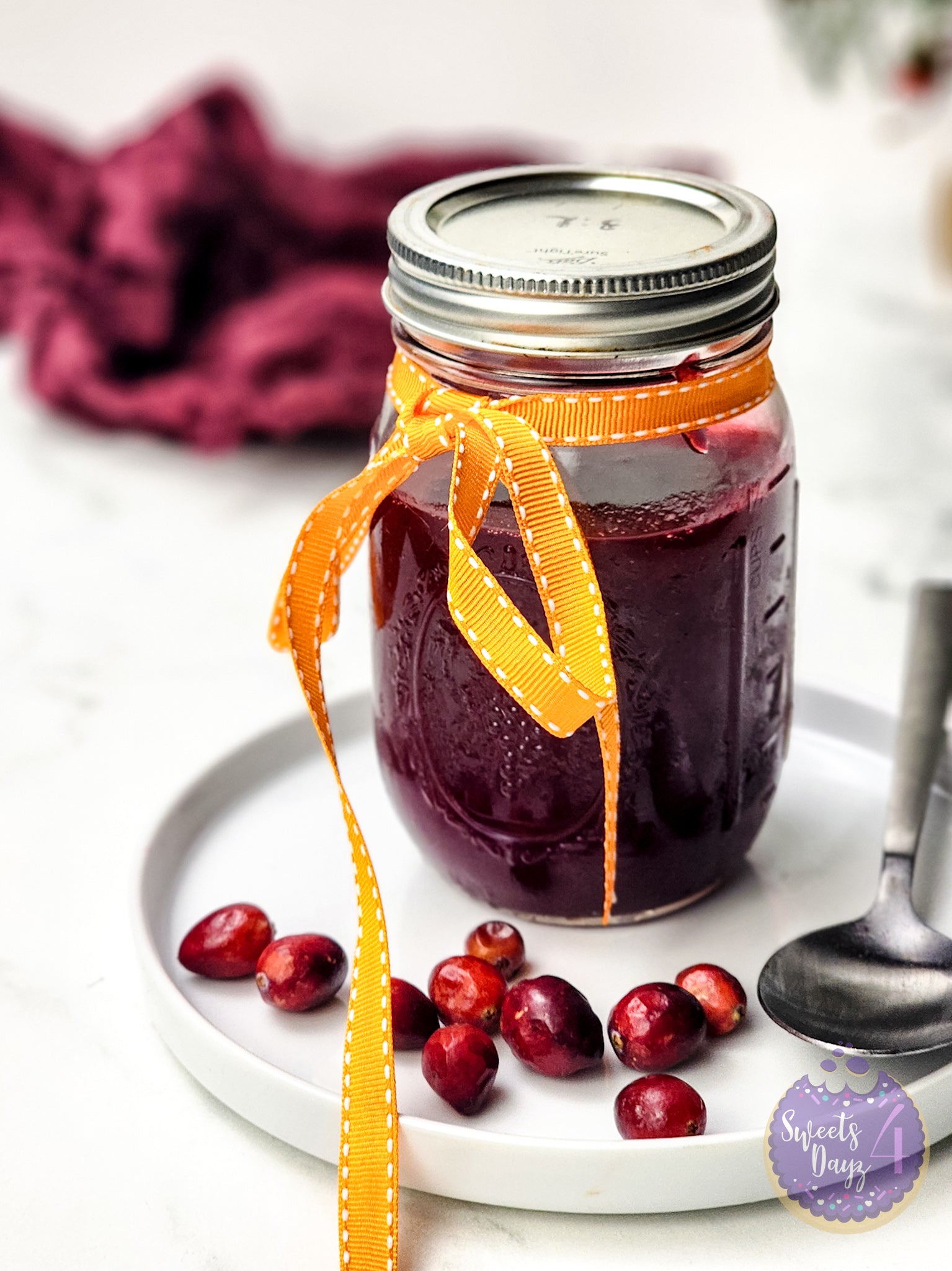 Homemade Cranberry Sauce on Marble