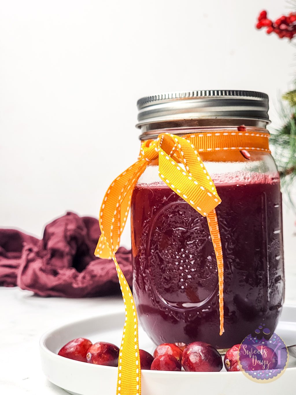 Homemade Cranberry Sauce on Marble
