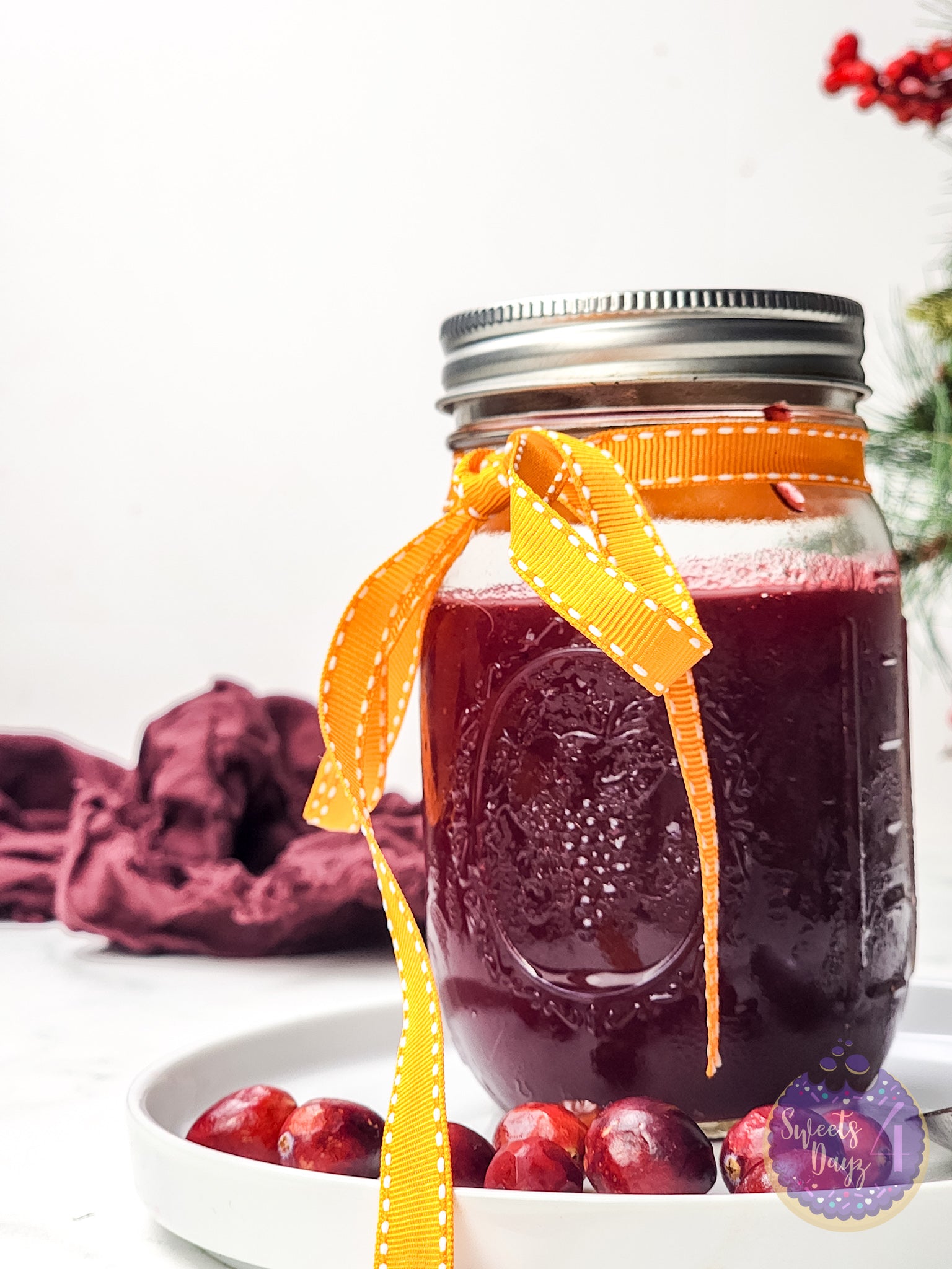 Homemade Cranberry Sauce on Marble