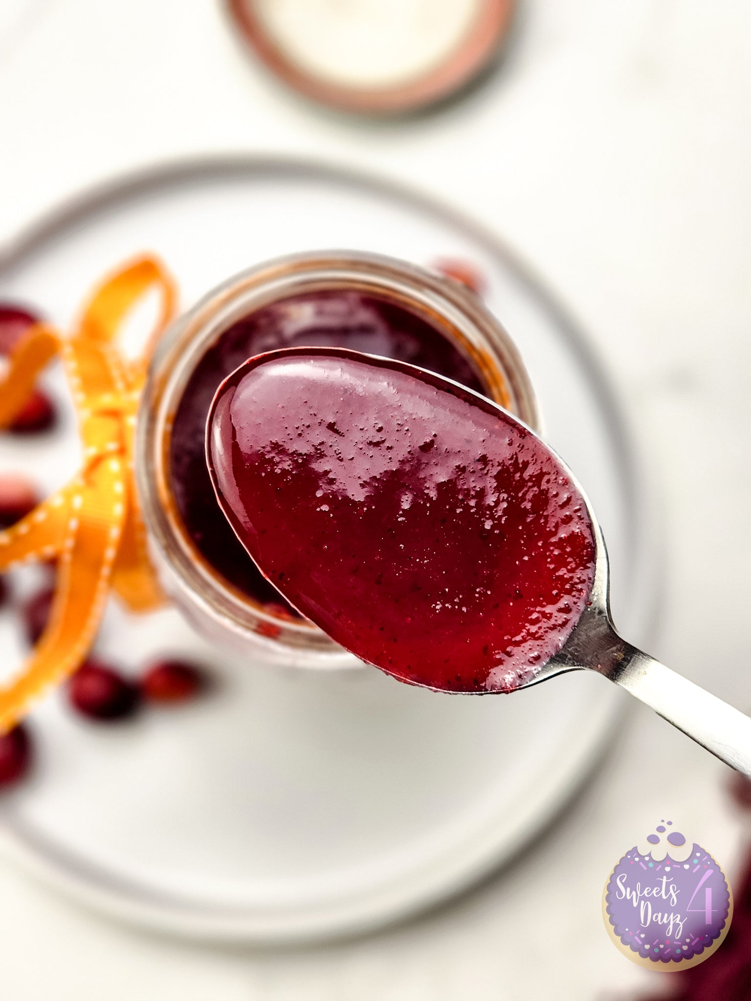 Homemade Cranberry Sauce on Marble