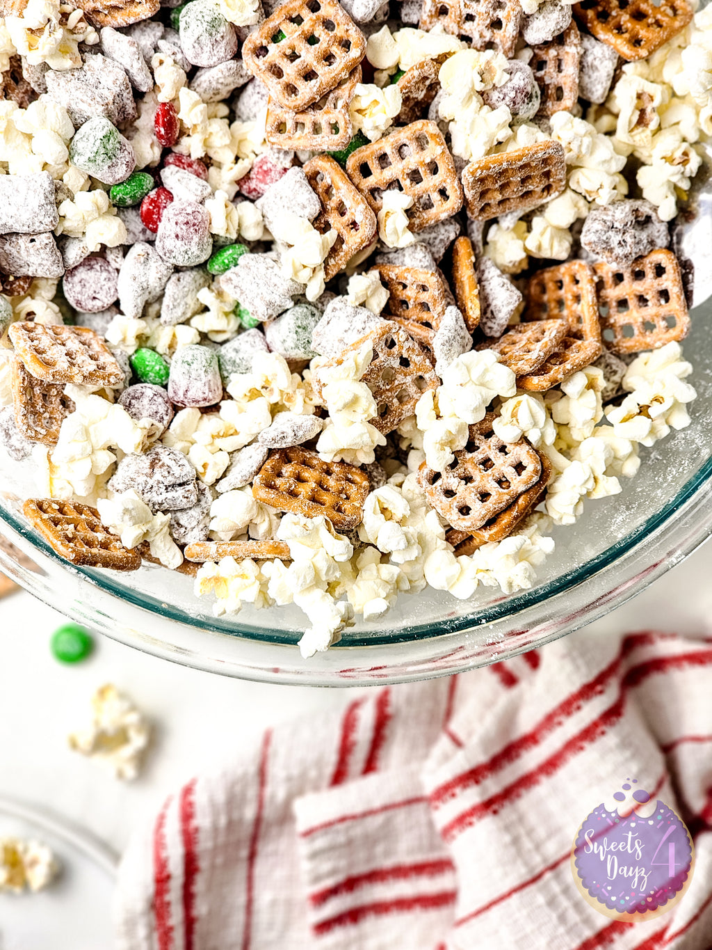 Holiday Chex Mix on Marble