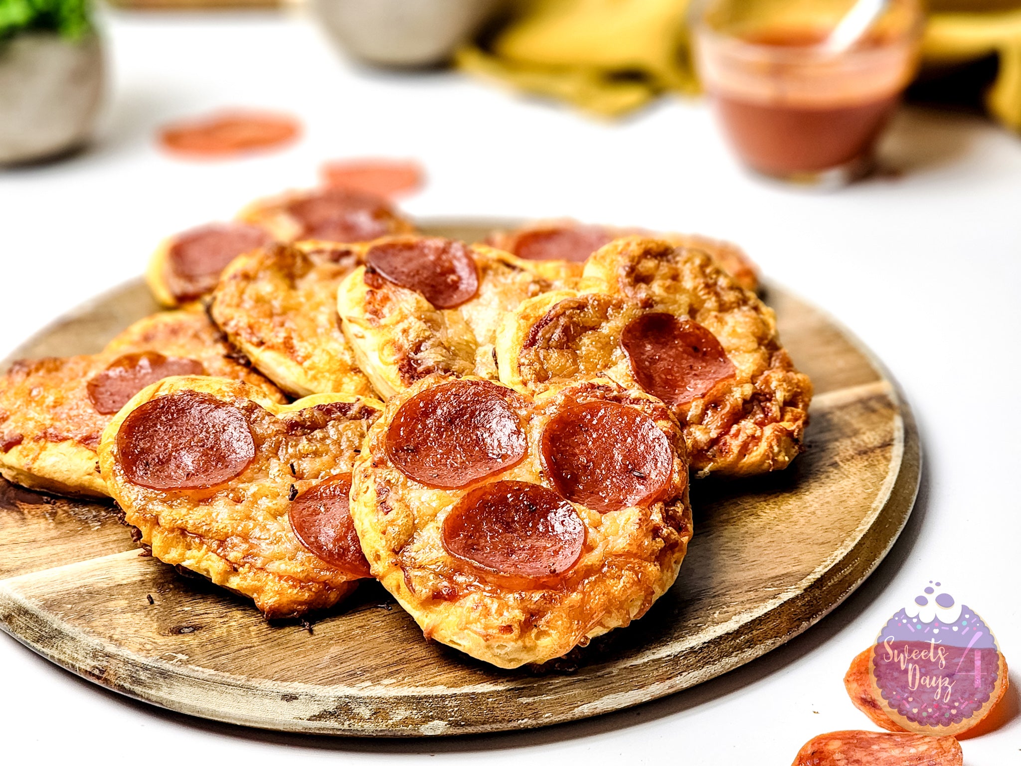 Mini Heart Pizzas on White