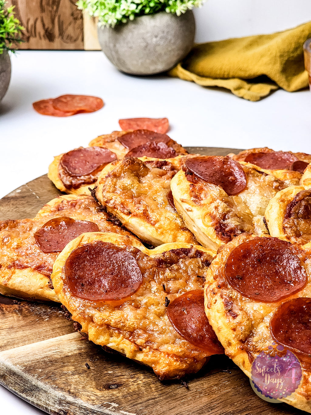 Mini Heart Pizzas on White