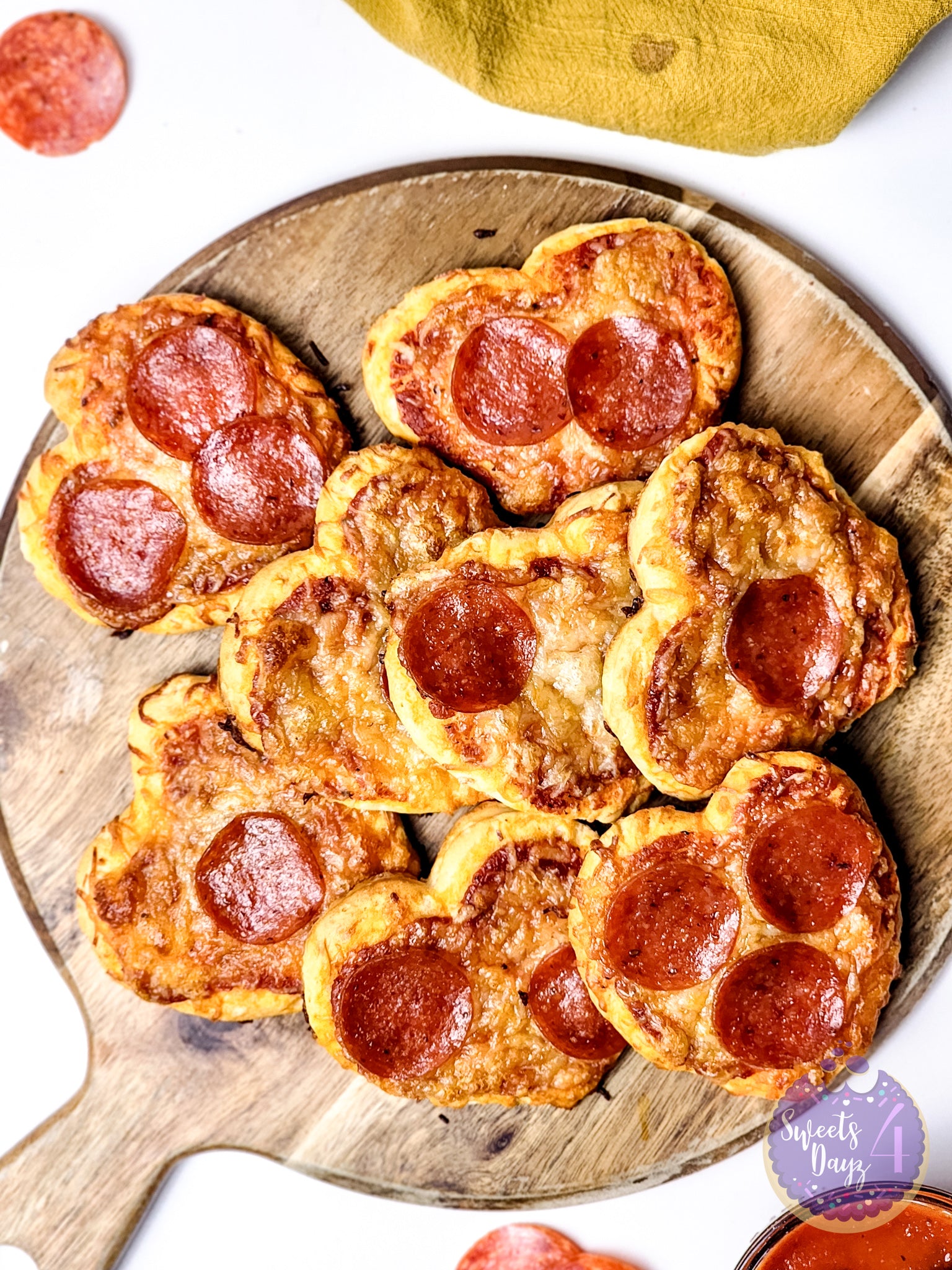 Mini Heart Pizzas on White