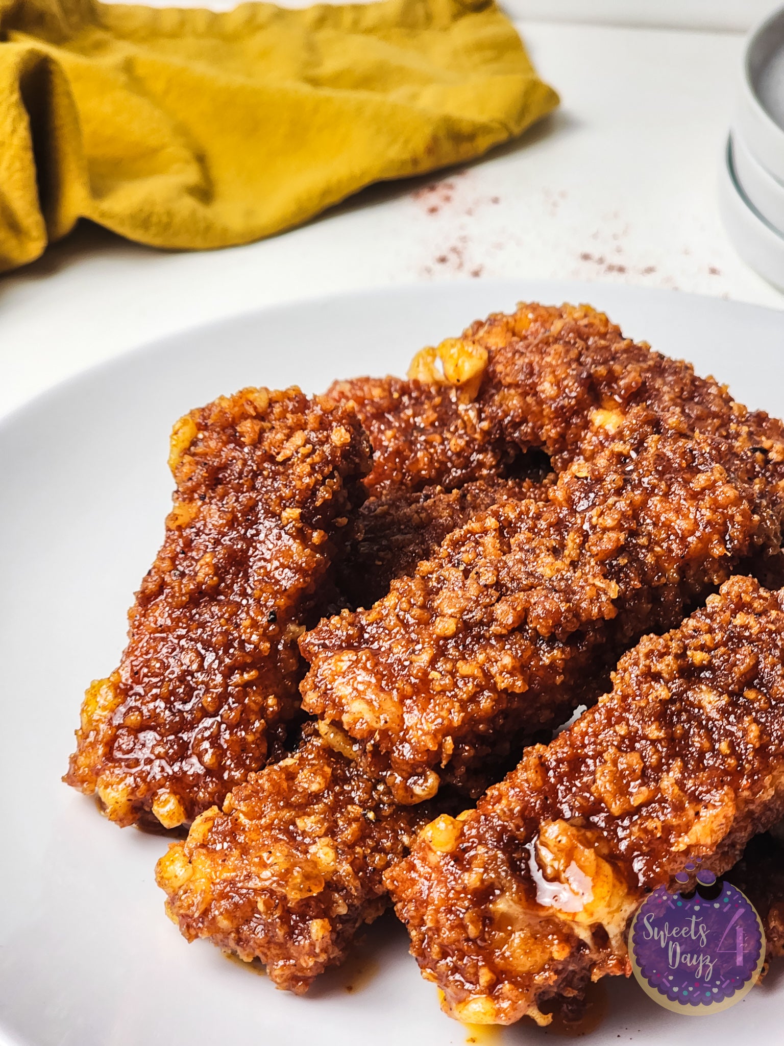 Copycat Chilis Nashville Hot Mozzarella Sticks on White