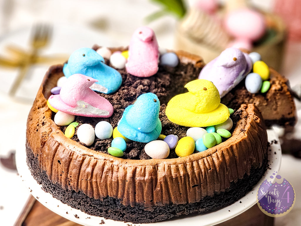 Oreo Dirt Chocolate Cheesecake on Gold Marble