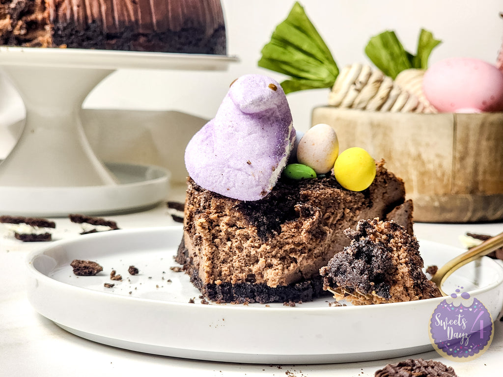 Oreo Dirt Chocolate Cheesecake on Gold Marble