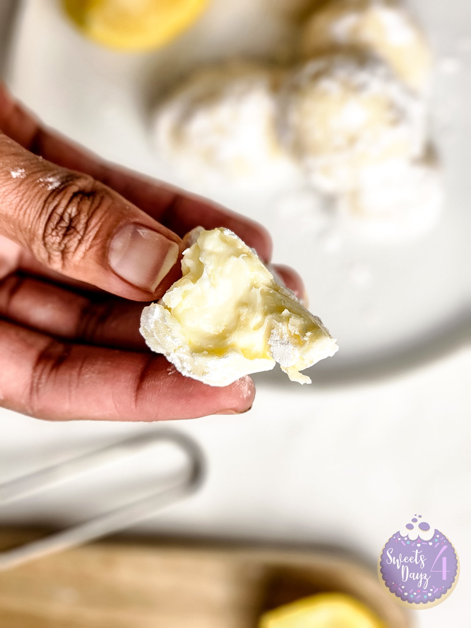 Lemon Bar Truffles on Marble