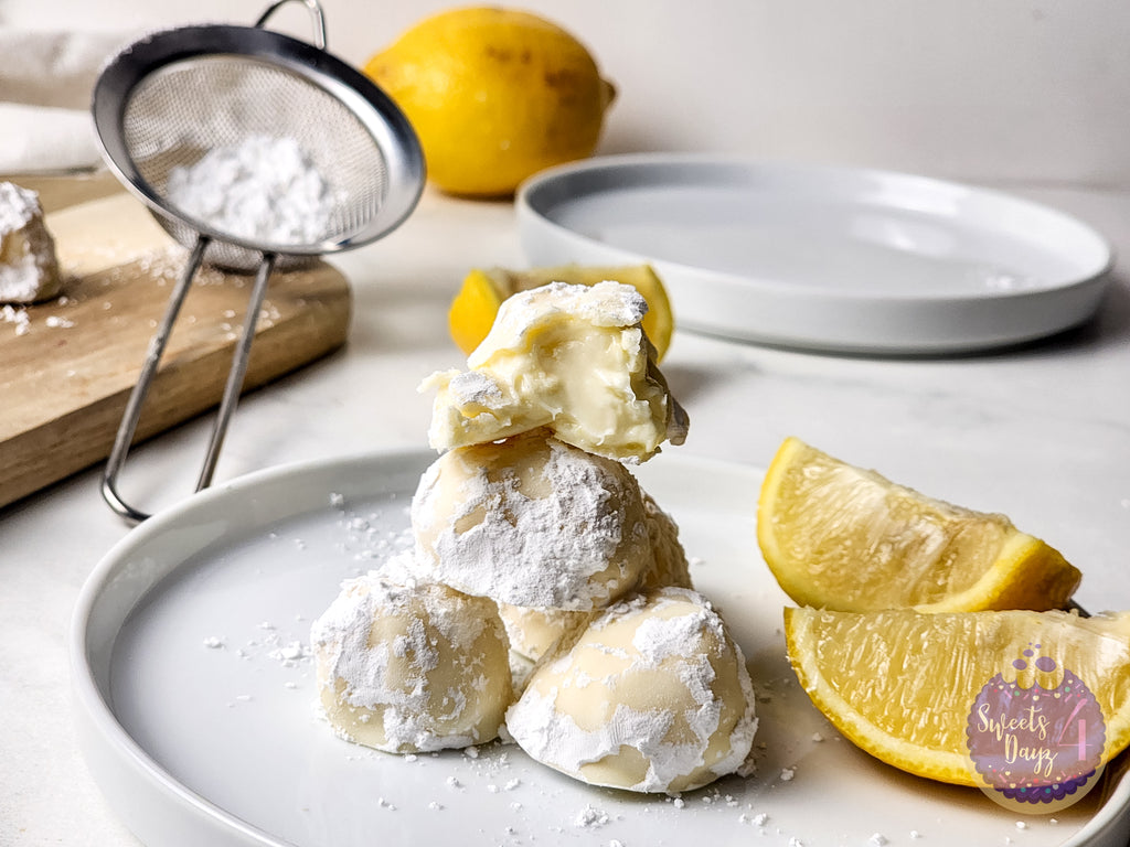 Lemon Bar Truffles on Marble